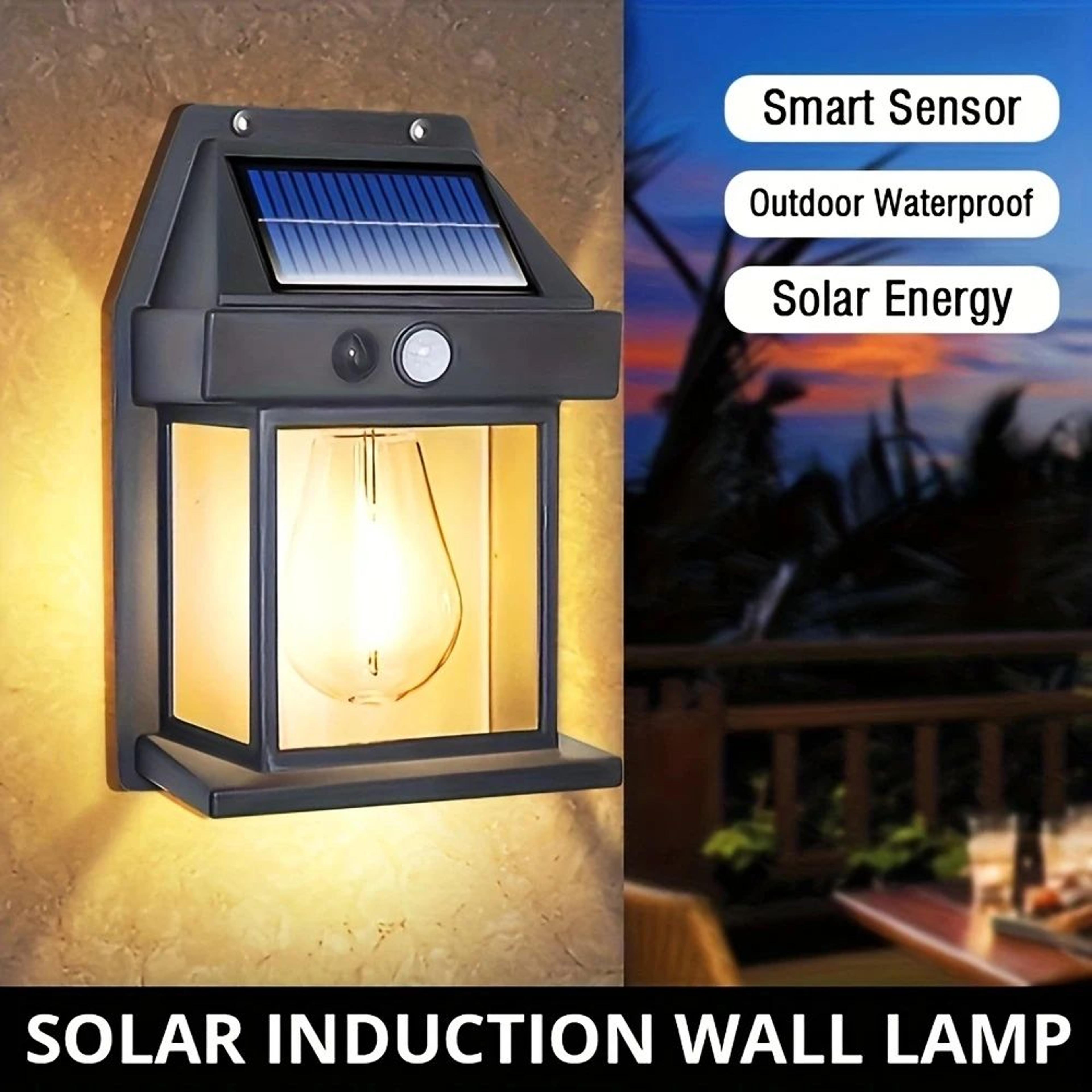 ip65 solar motion sensor wall light – waterproof led tungsten style security light for patio, porch, garage & fence