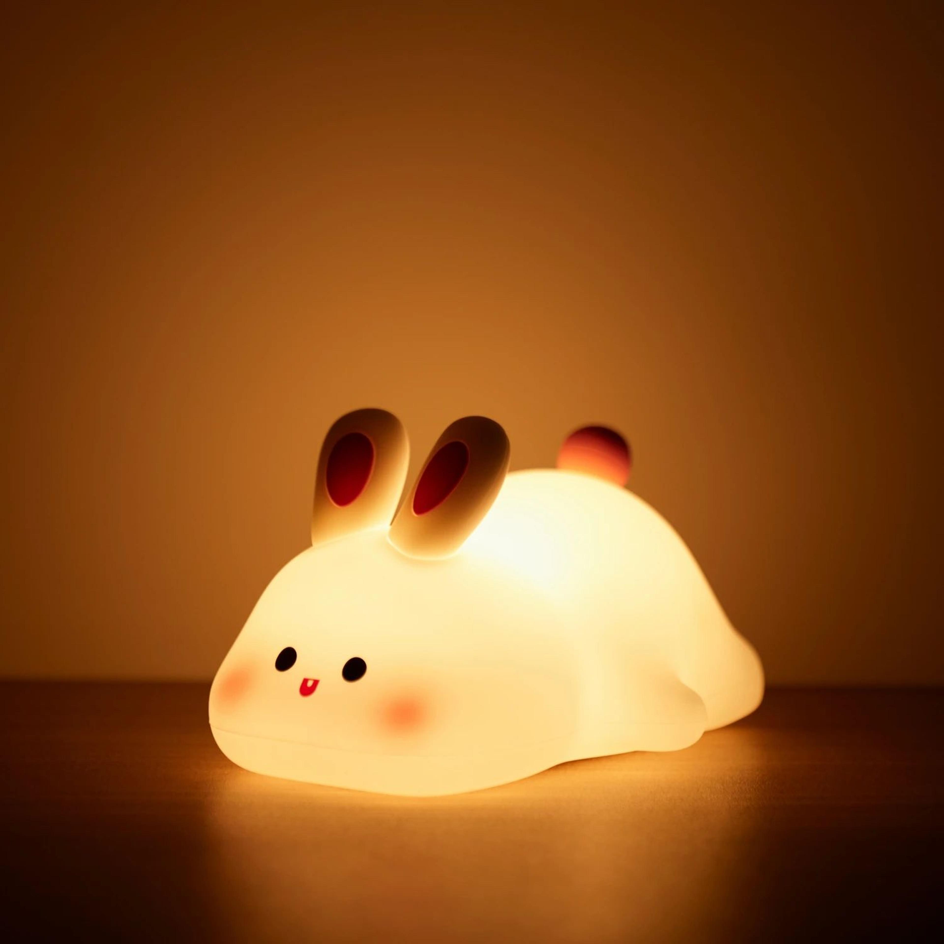 Cute Silicone LED Night Light  USB Rechargeable Panda Sheep Rabbit Nursery Lamp For Kids Bedroom Bi 7