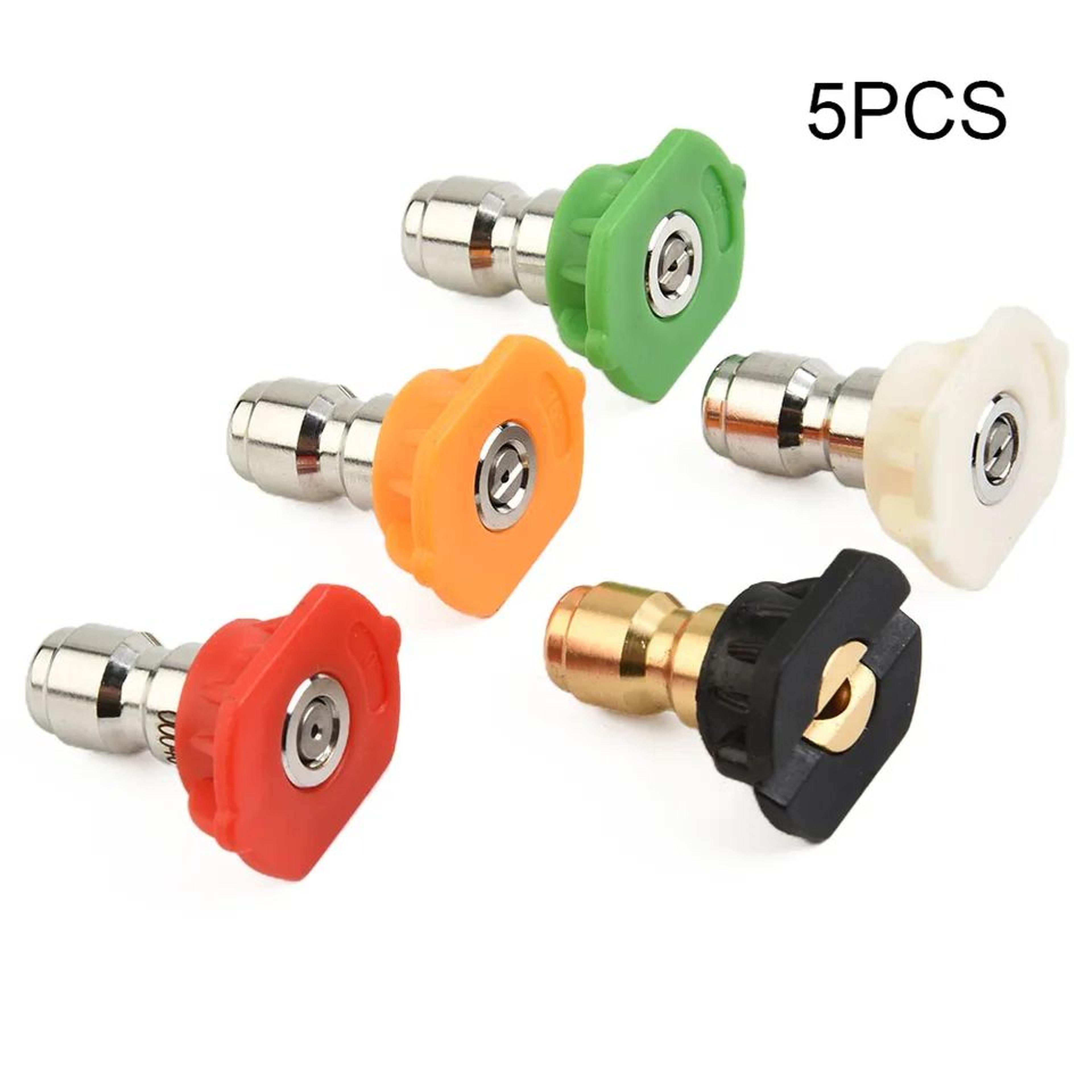 5pcs 1/4 in quick connect pressure washer spray nozzle tips – 0°, 15°, 25°, 40° & soap nozzles for garden car cleaning