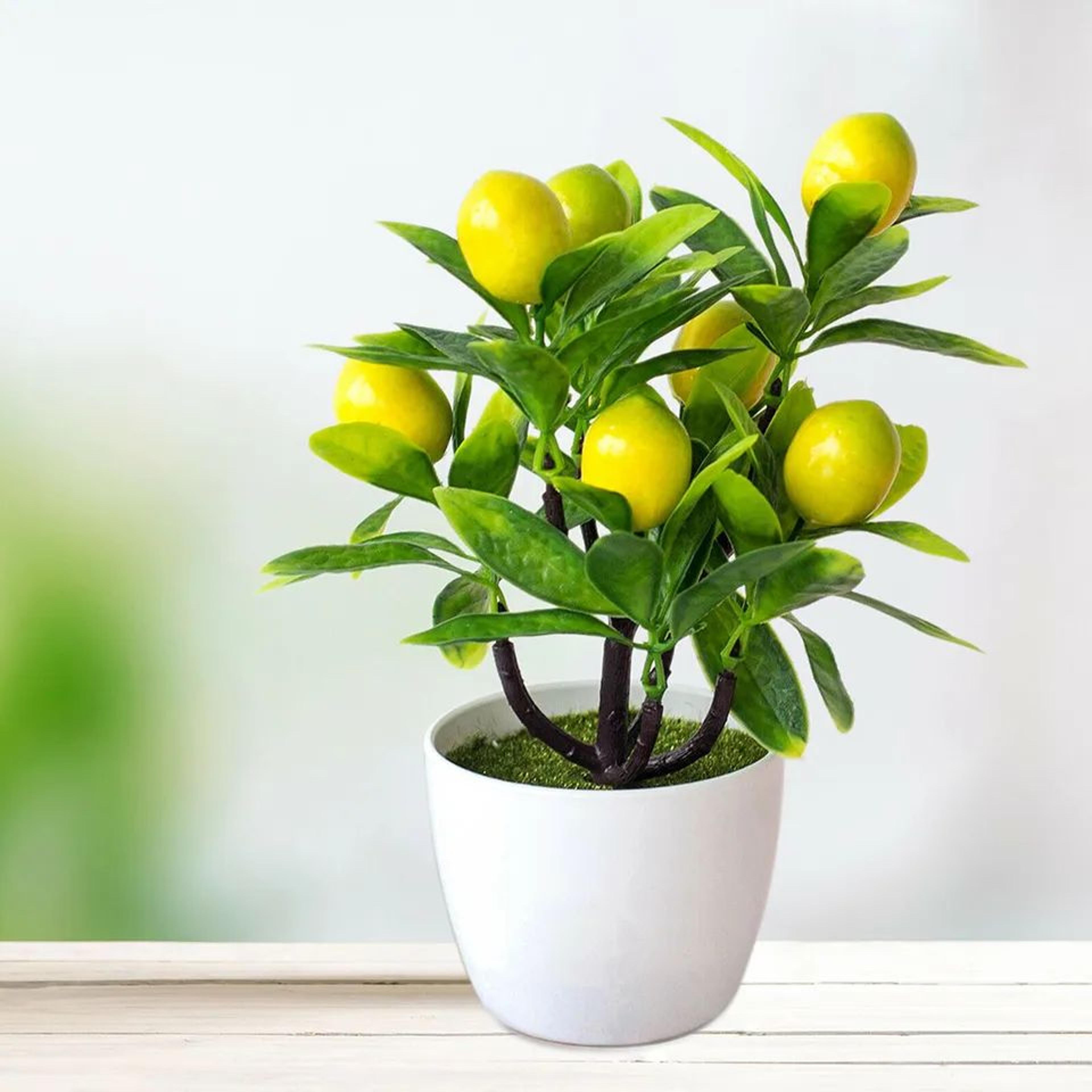 Artificial Lemon Tree In Pot  Realistic Plastic Faux Plant For Home Office Garden Balcony Outdoor D 2