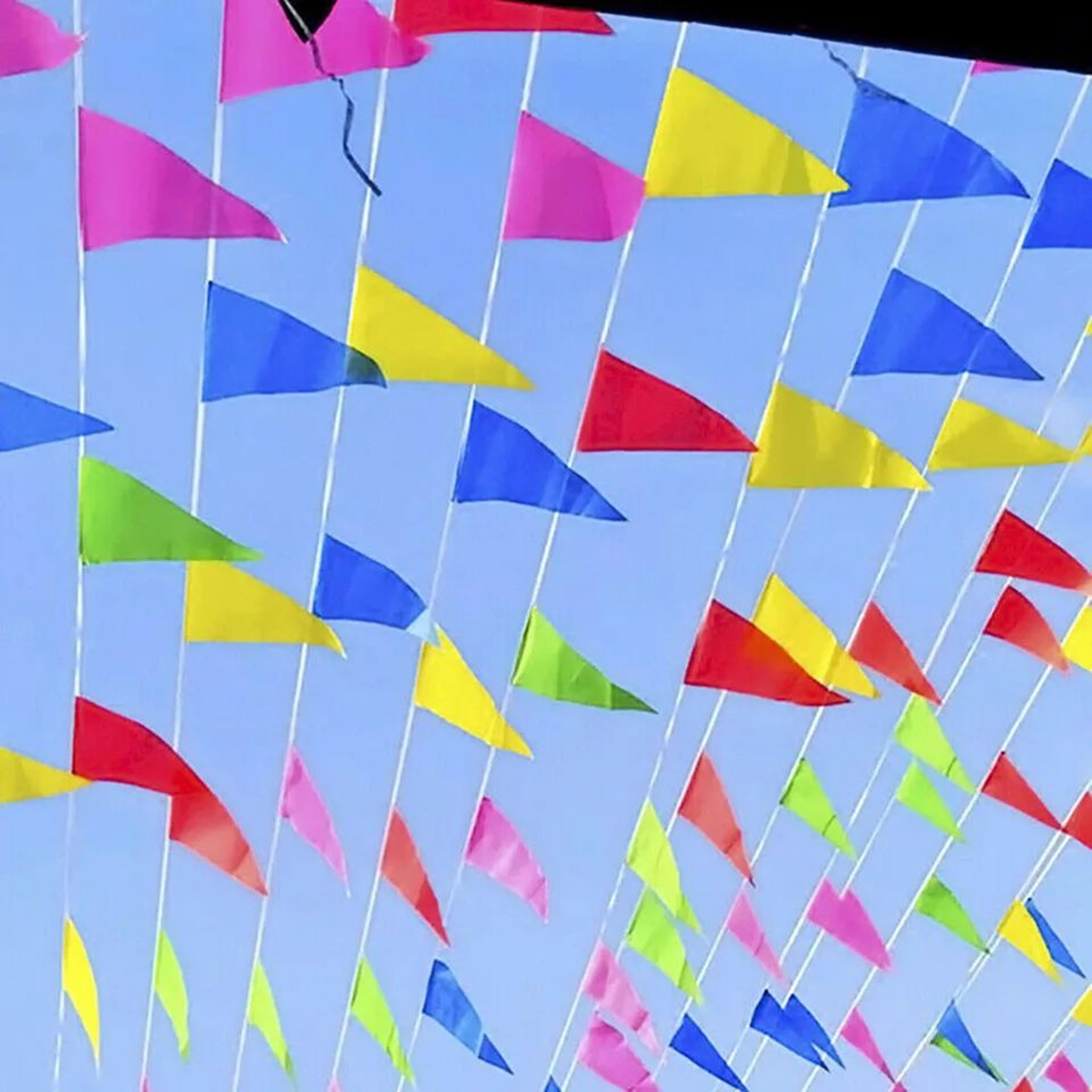 50M Multicolored Triangle Flags Bunting Banner  Reusable Pennant Decorations For Parties Weddings F 4