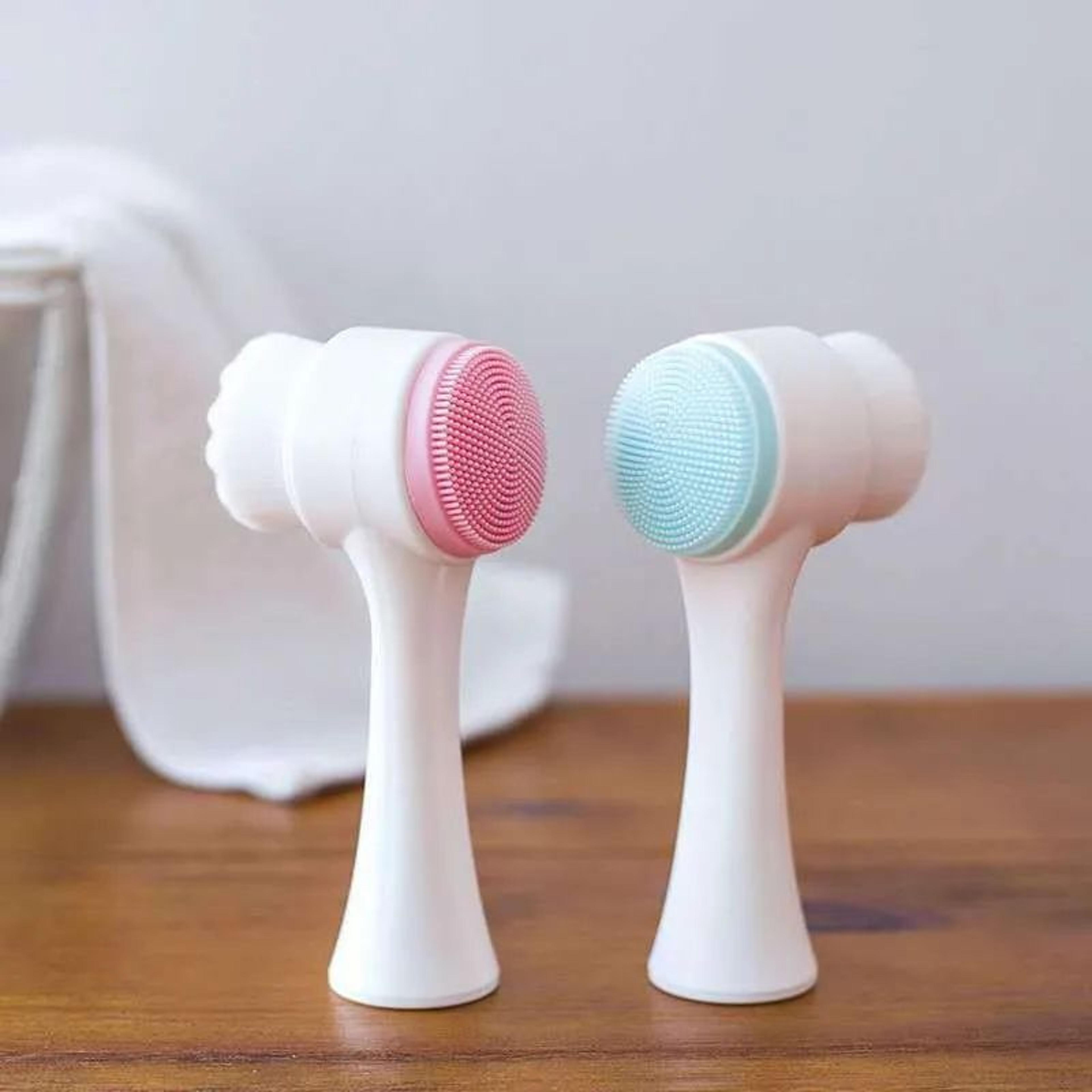 Silicone Face Cleansing Brush  DoubleSided Facial Cleanser For Blackhead Removal Pore Cleaning Exfo 0