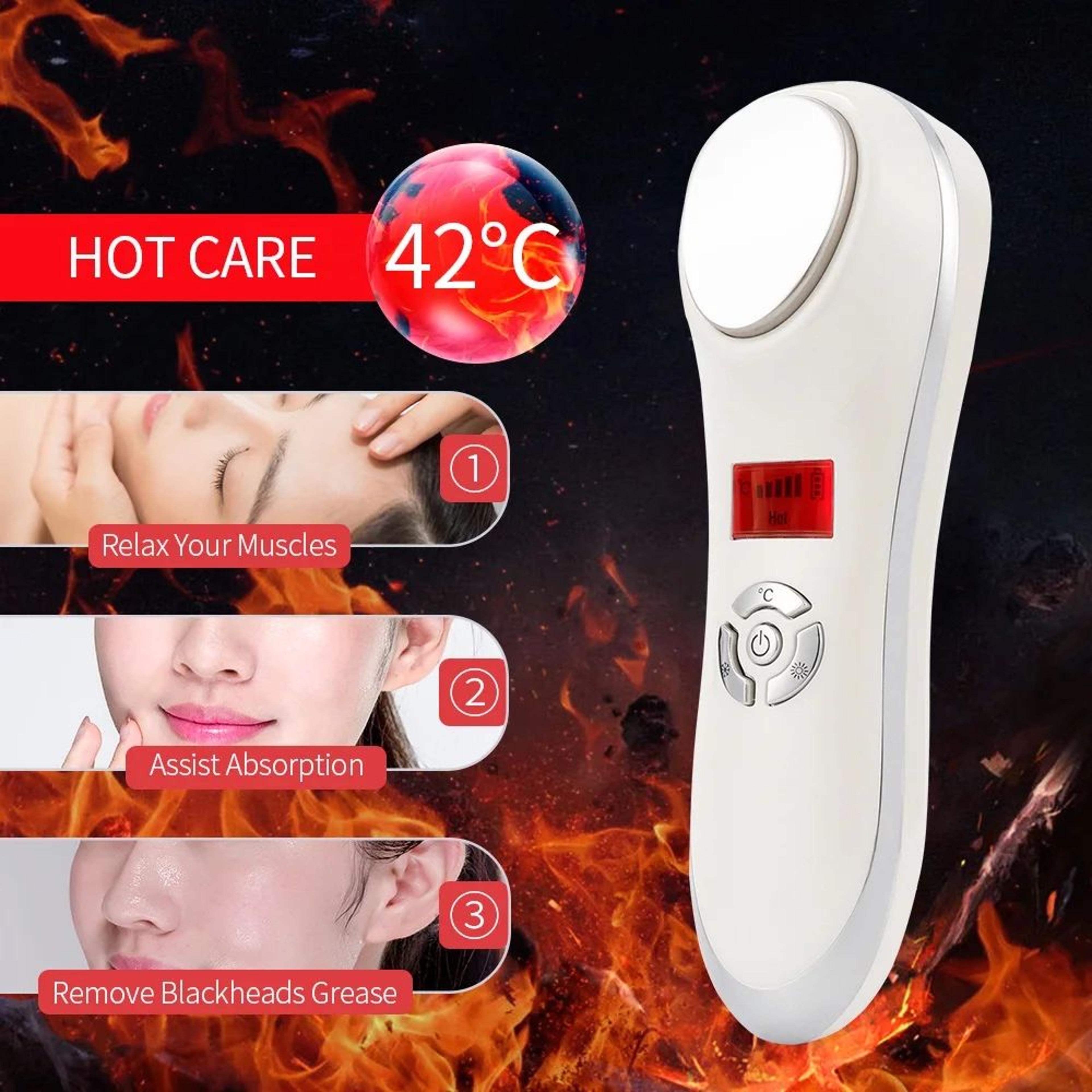 Facial Hot  Cold Vibration Massager  Cryotherapy Skin Care Device For Pore Tightening Face Lifting  3