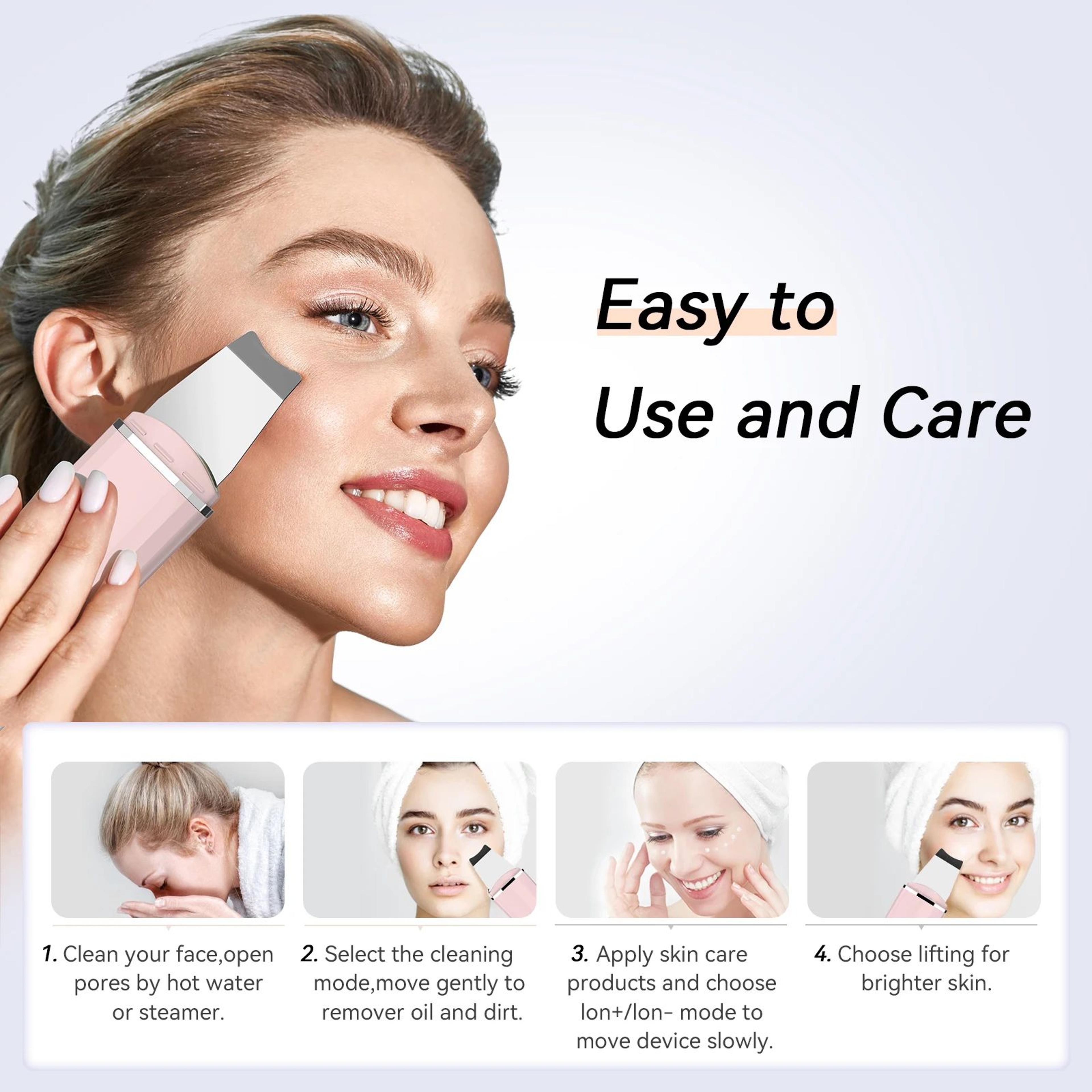 ANLAN Ultrasonic Skin Scrubber  Deep Cleansing Facial Spatula With EMS Face Lifting  Ion Skin Care  4