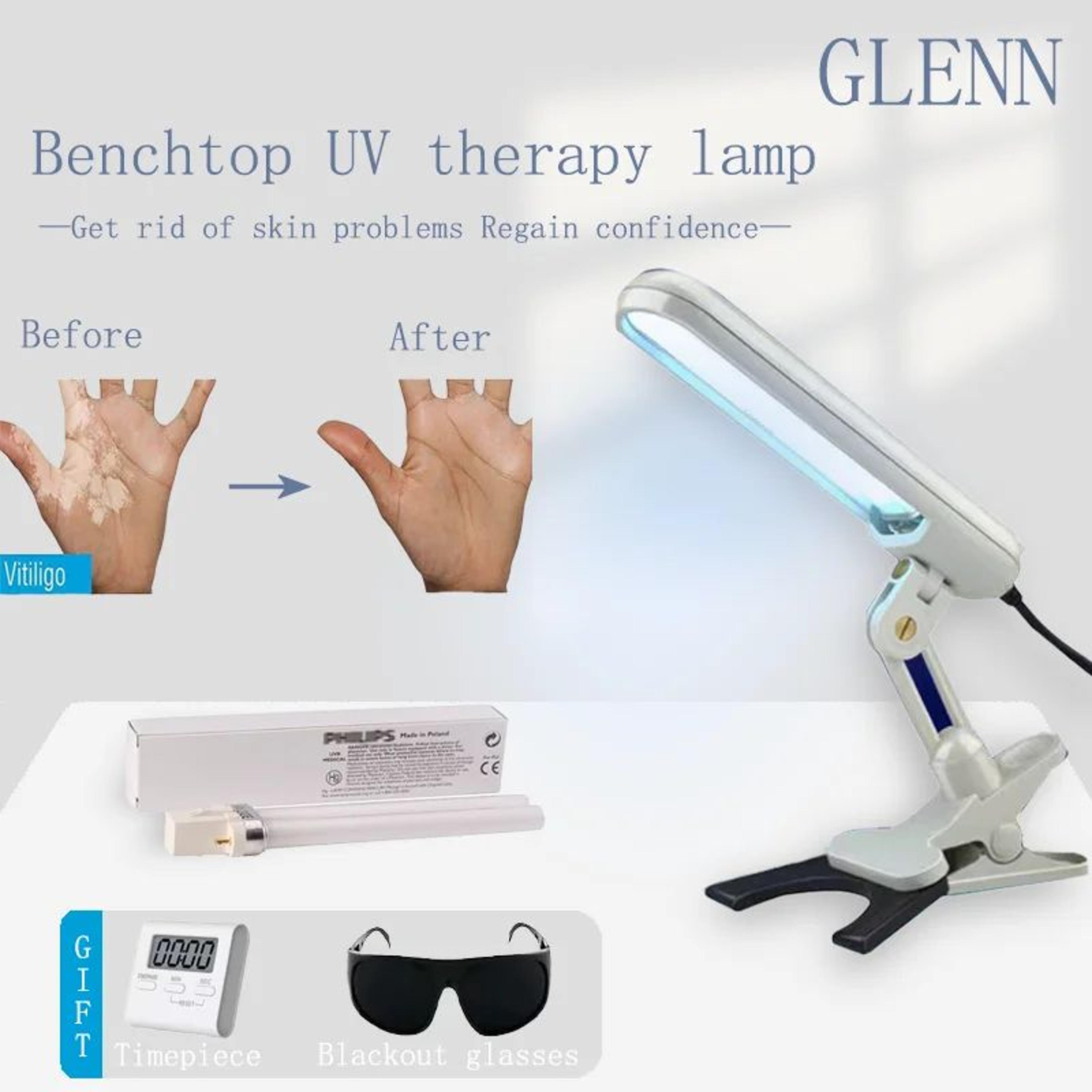 311nm uvb light therapy lamp – portable phototherapy device for psoriasis, vitiligo, eczema & dermatitis skin care
