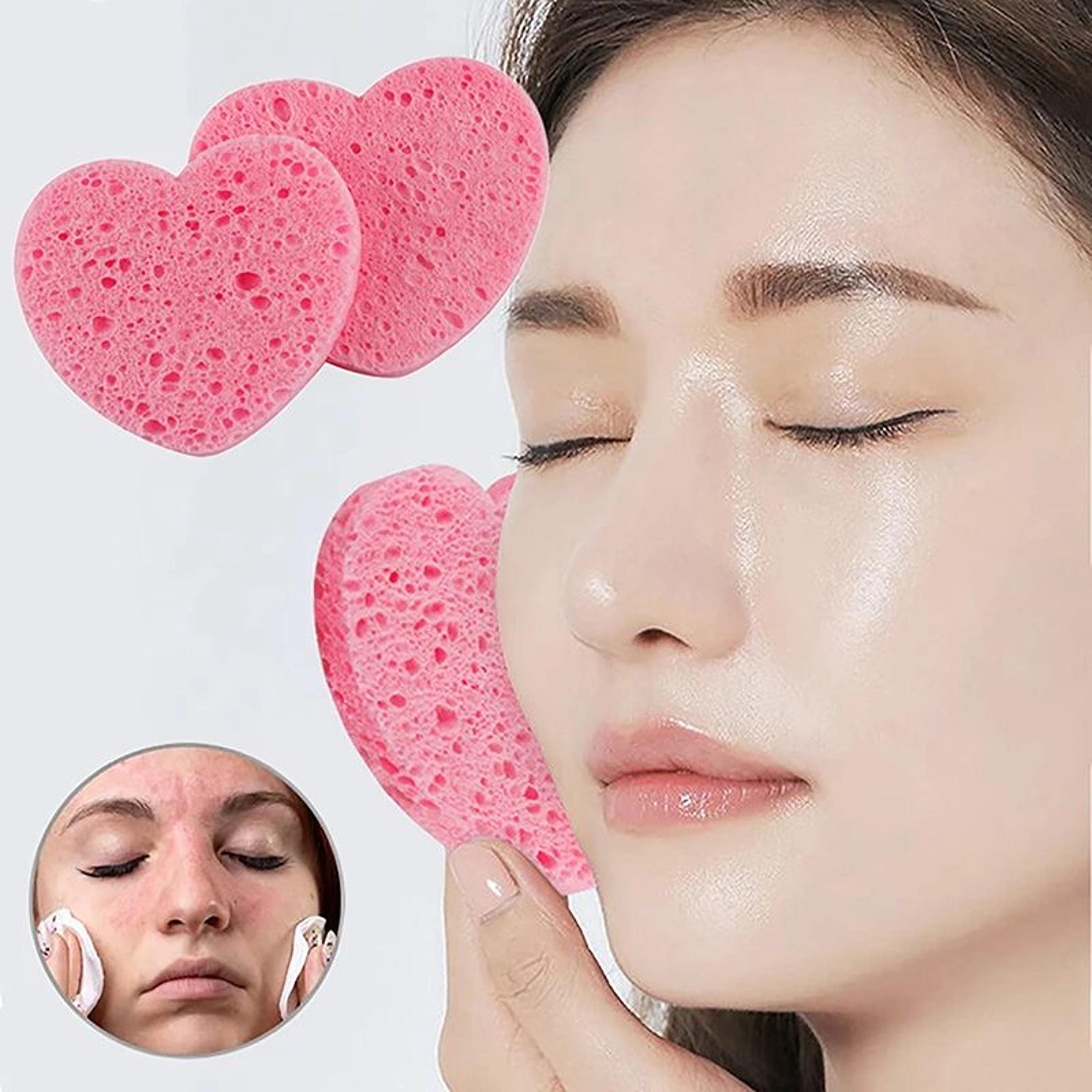 Heart Natural Wood Pulp Facial Sponge  Compressed Cellulose Makeup Remover  Face Cleansing Puff 1