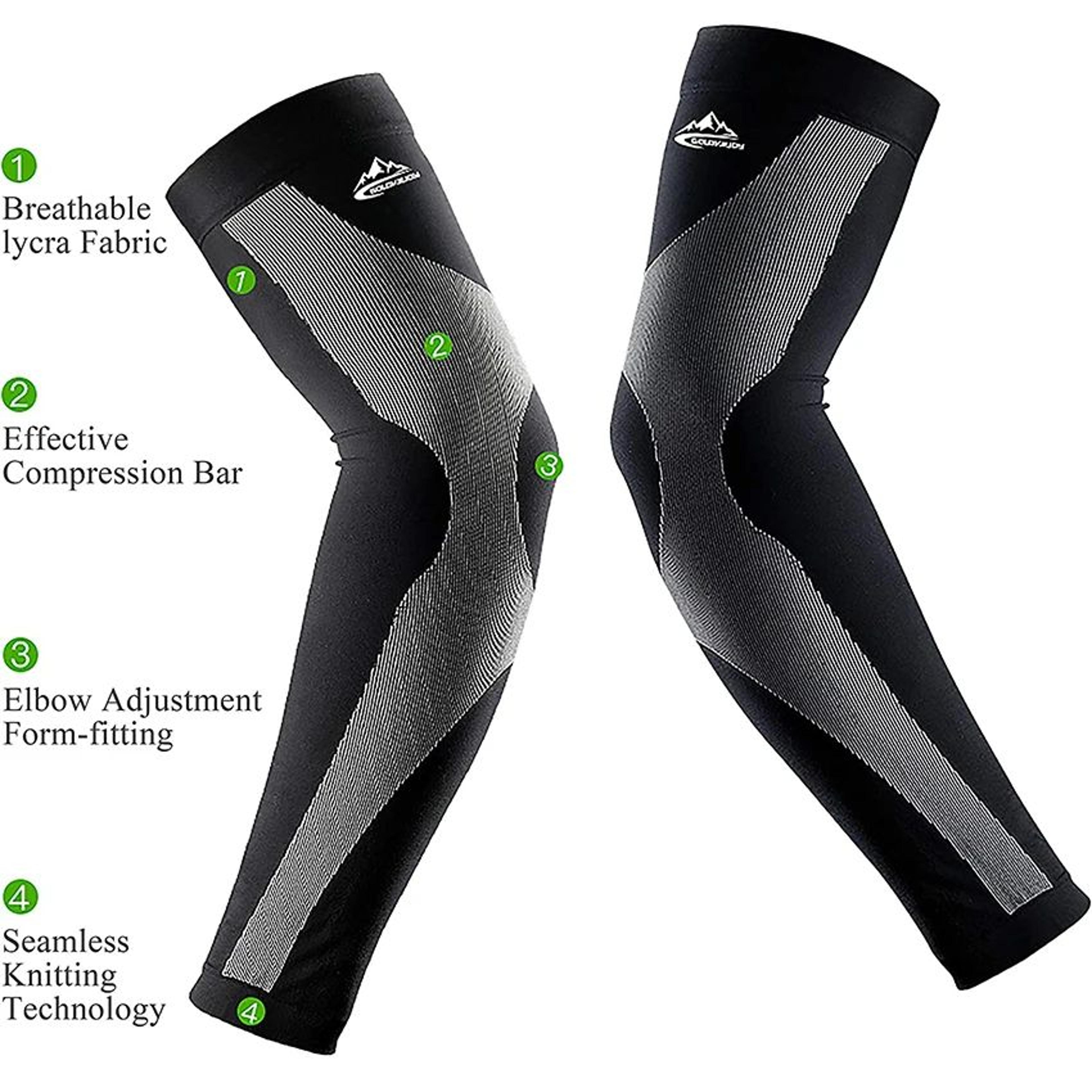 1 Pair UV Protection Cooling Arm Compression Sleeves UPF 50  Sun Protection Arm Covers For Sports