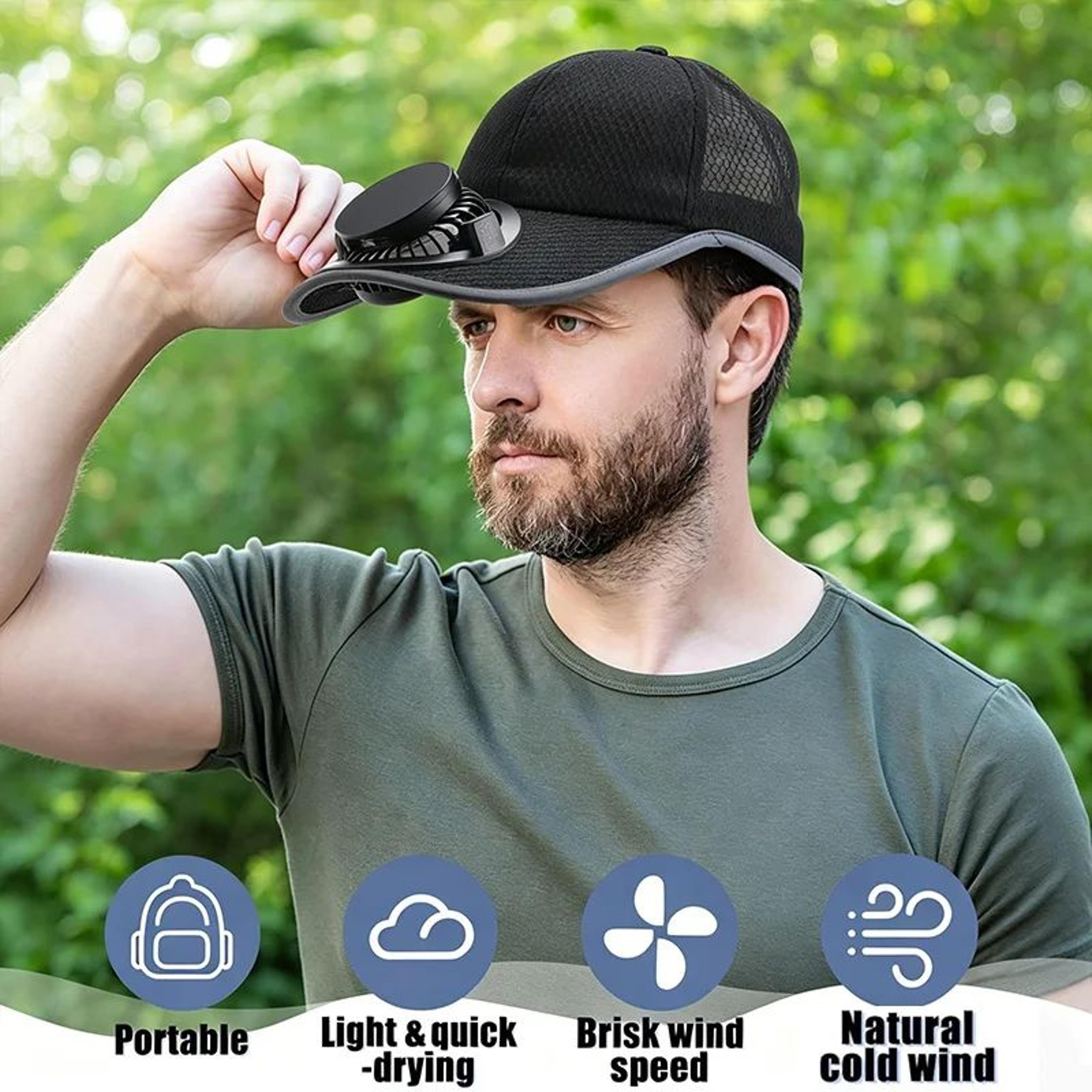 Breathable Solar Fan Sun Hat  USB Rechargeable Cooling Baseball Cap With UV Sun Protection For Outd 3