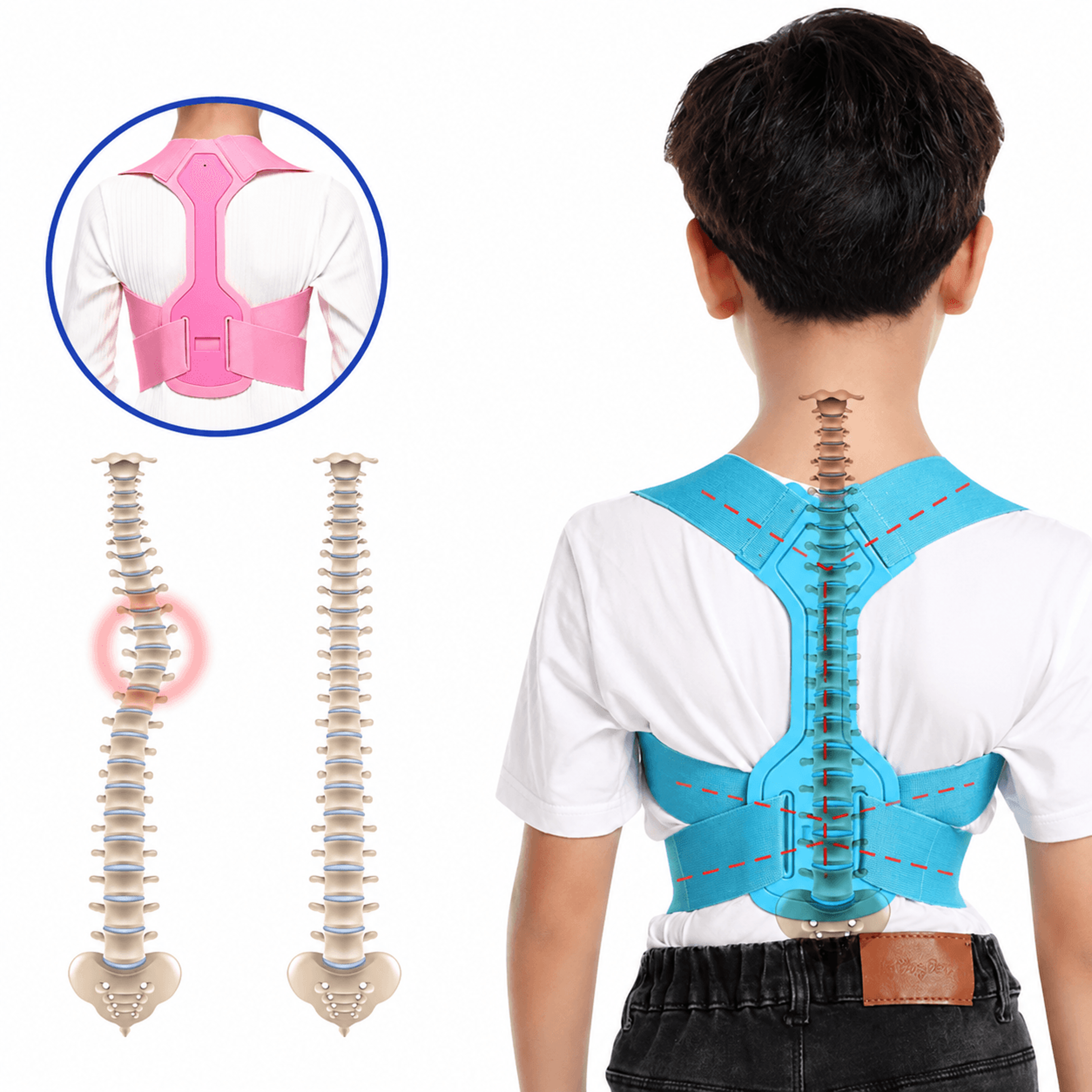 Kids Adjustable Posture Corrector  Back Support Shoulder Brace For Boys  Girls To Improve Posture   0