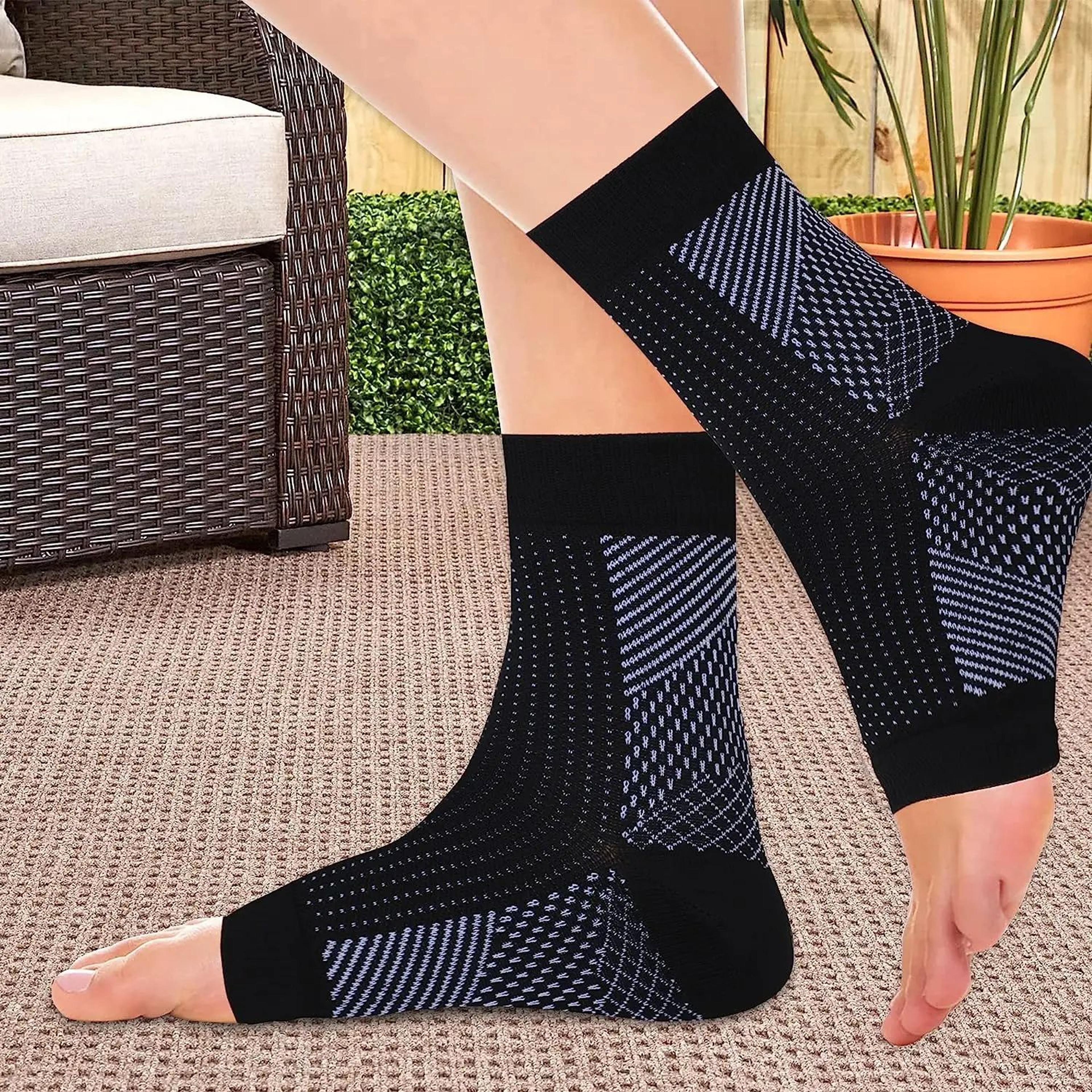 1 Pair Ankle Brace Compression Sleeves  Open Toe Arch Support Socks For Plantar Fasciitis Swelling
