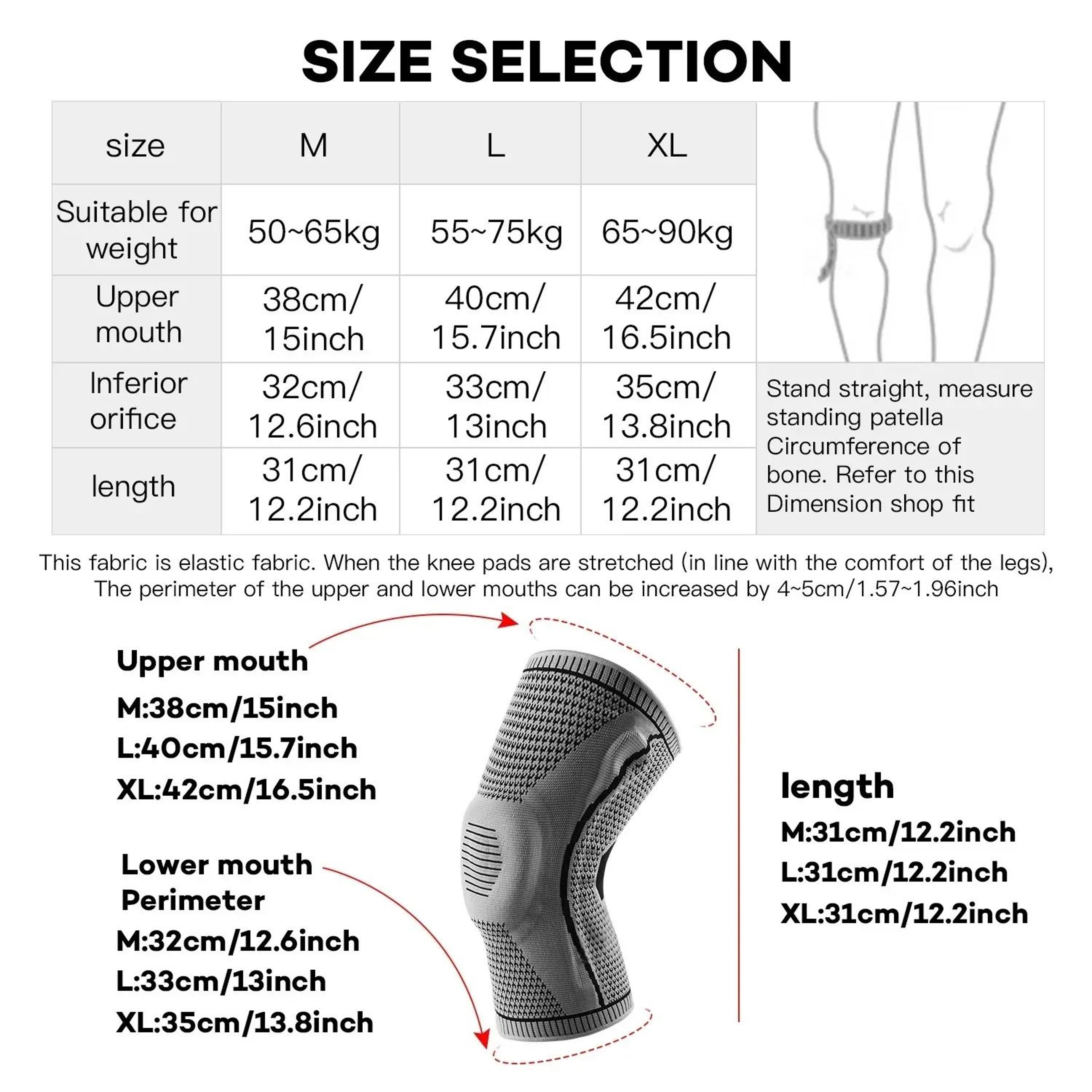 Silicone Knee Brace With Patella Support Strap  Compression Knee Support For Running Sports  Joint  5