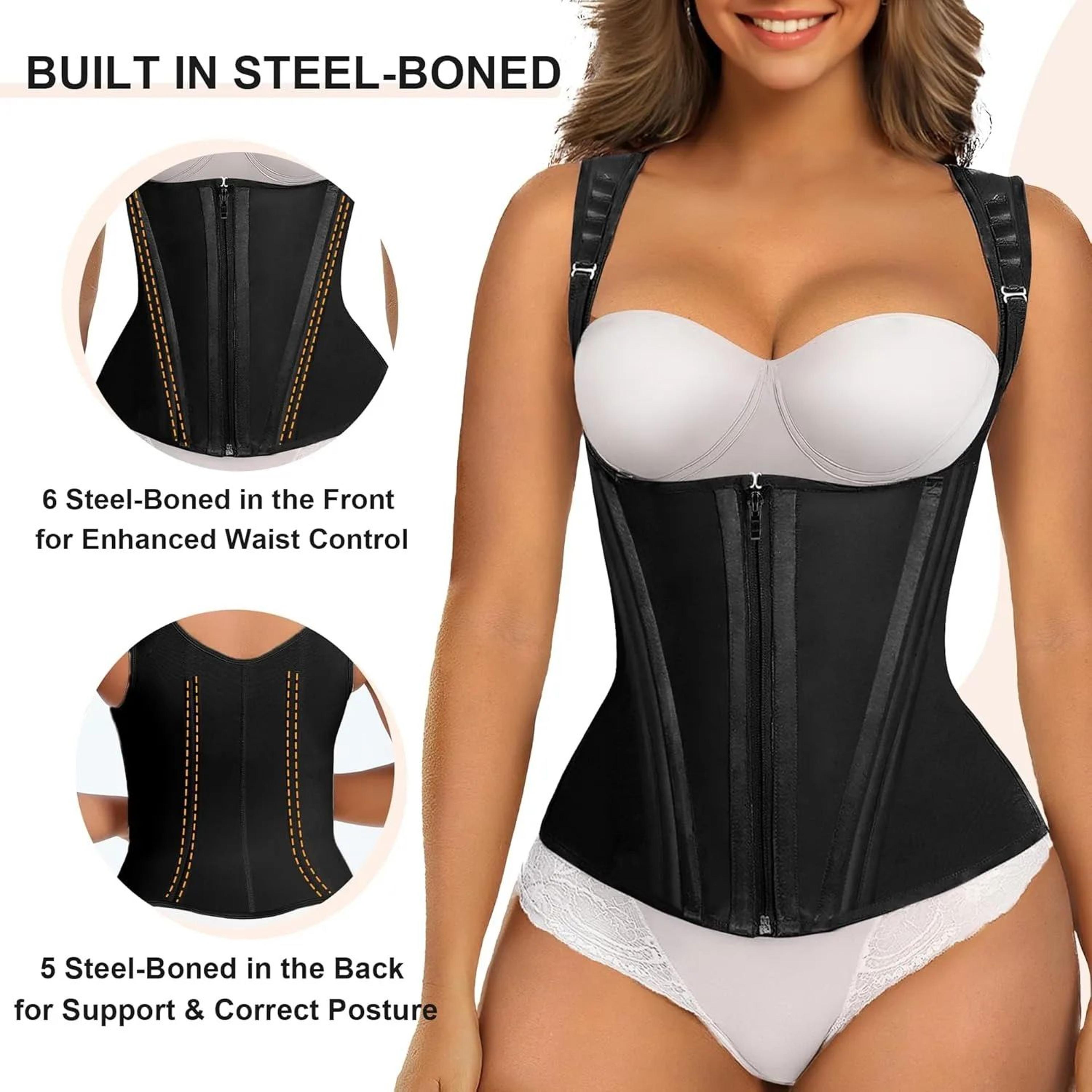 Womens Waist Trainer Corset With Steel Boning  Tummy Control Body Shaper Hourglass Waist Cincher Fo 2
