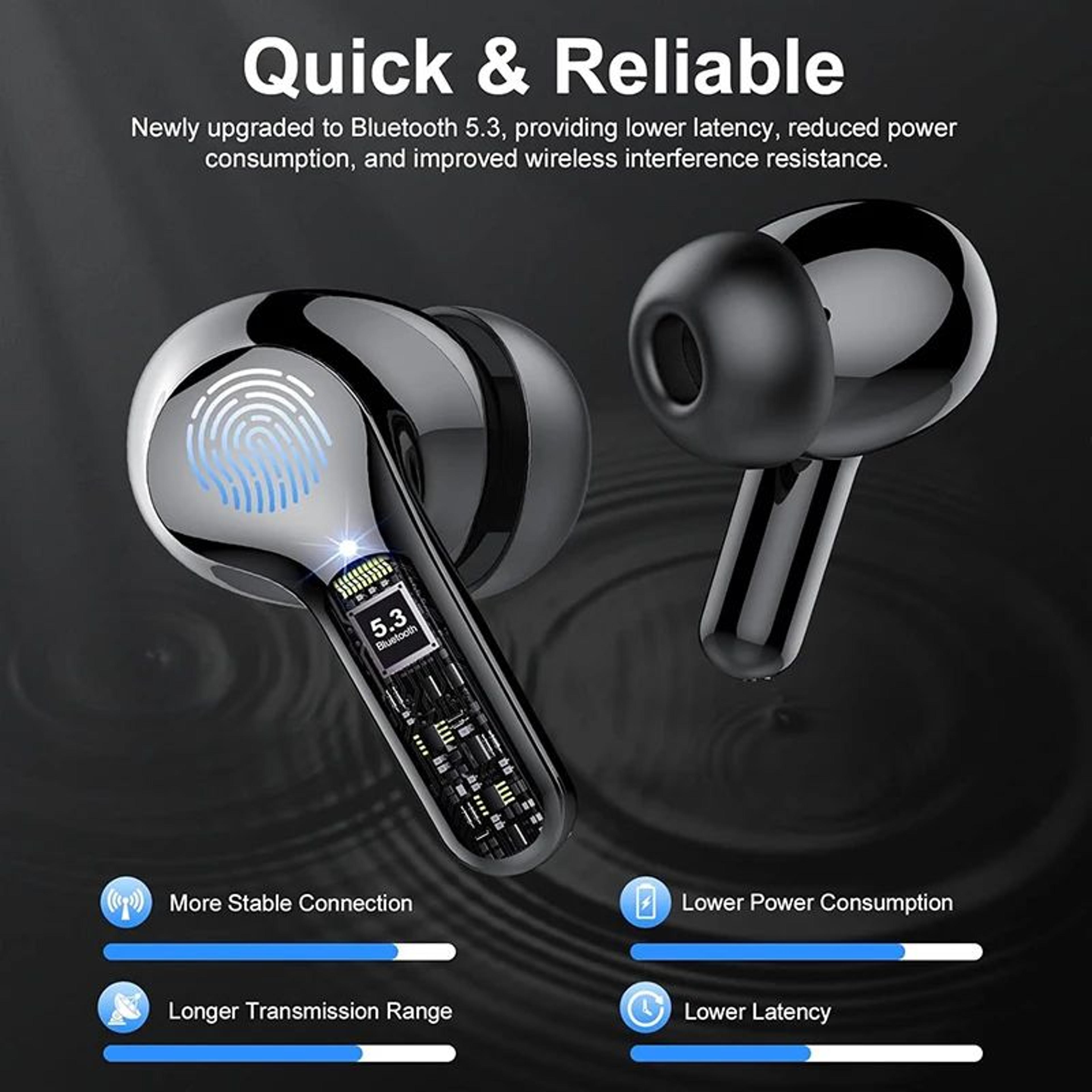 UYUXIO BT 54 Wireless Earbuds With Active Noise Cancelling 60H Battery LED Display IP7 Waterproof H 4