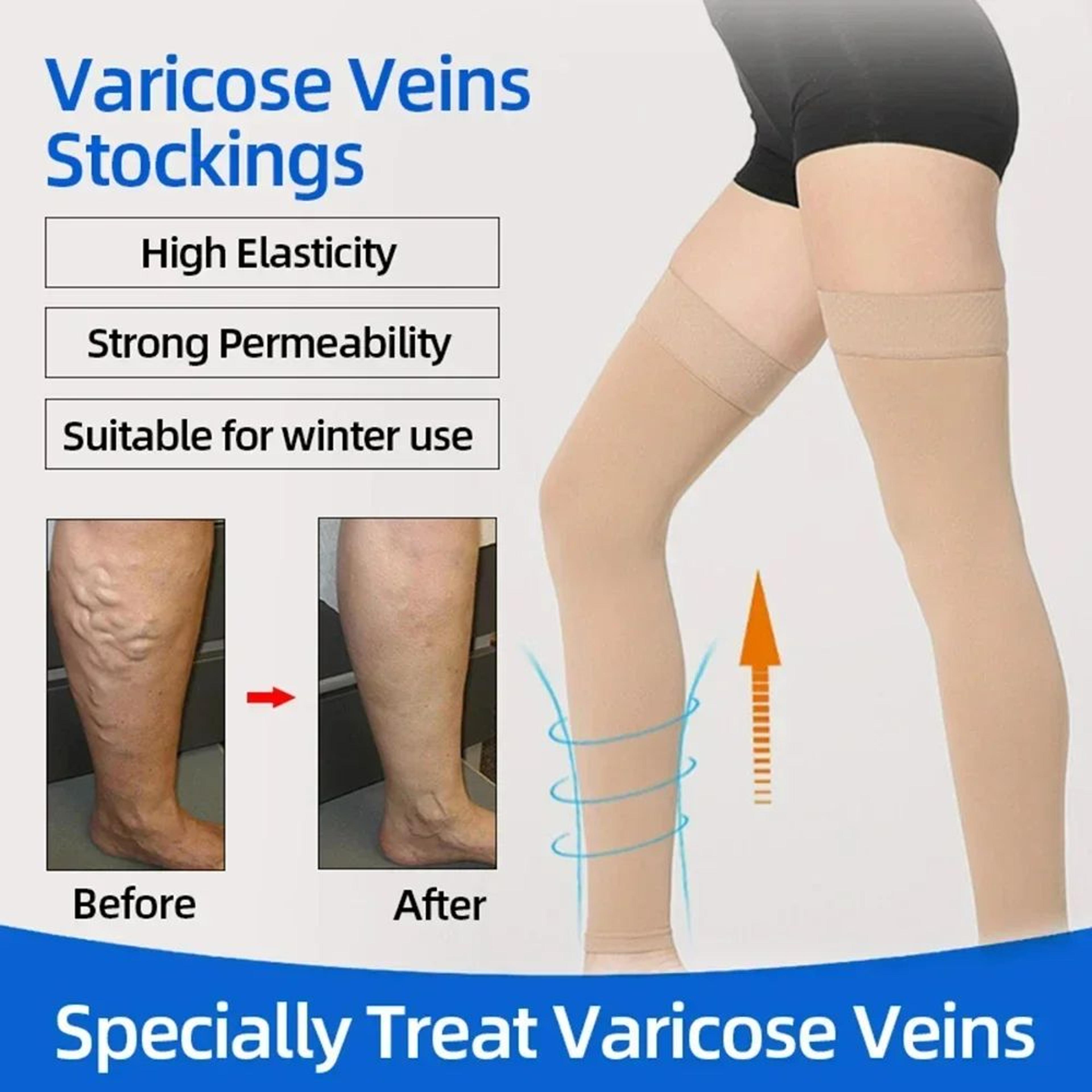 1 Pair 2032 MmHg Thigh High Toeless Compression Stockings  Silicone Grip Circulation Socks For Men