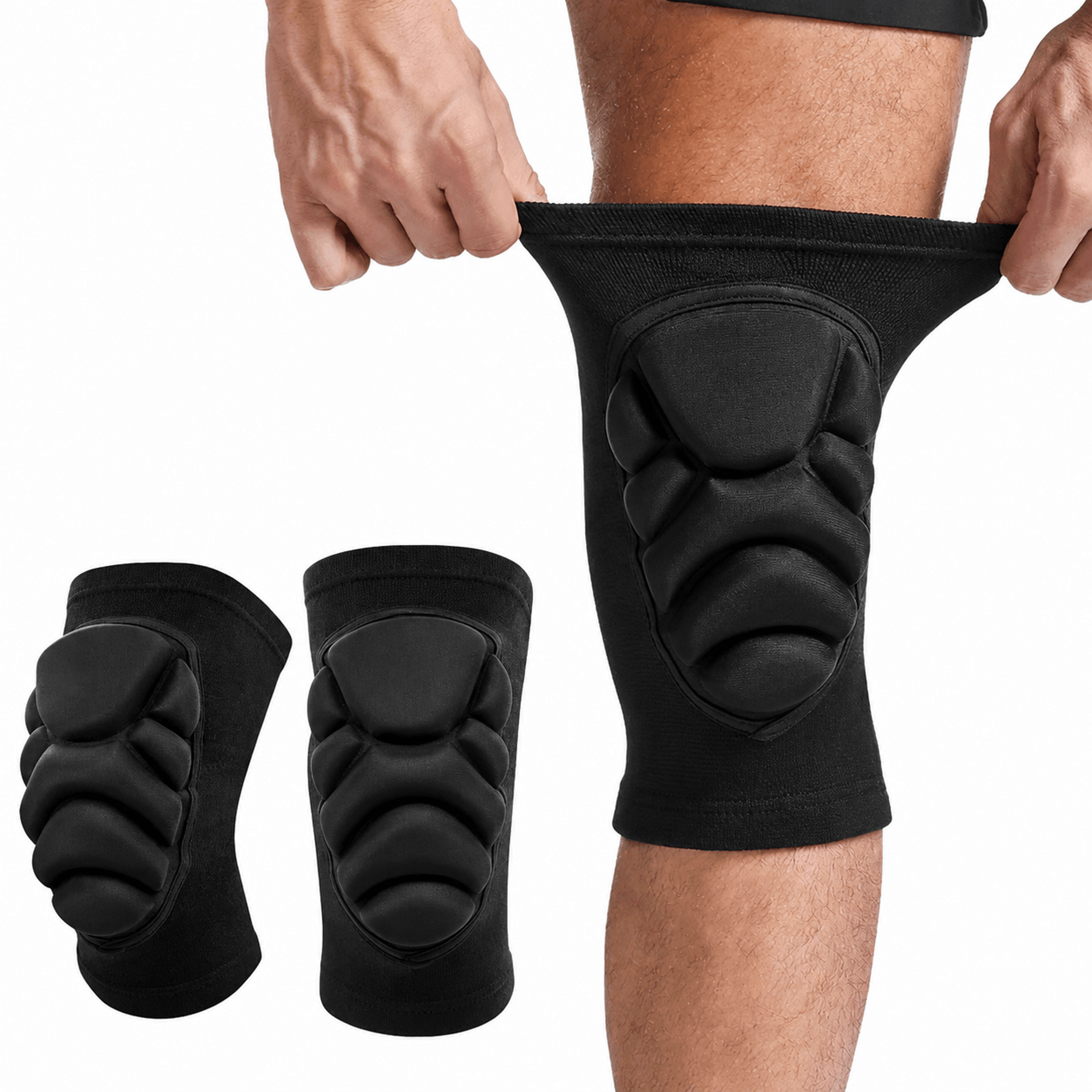 1 Pair Thick Sponge Knee  Elbow Pads  Collision Protection Support Sleeves For Basketball Football  8