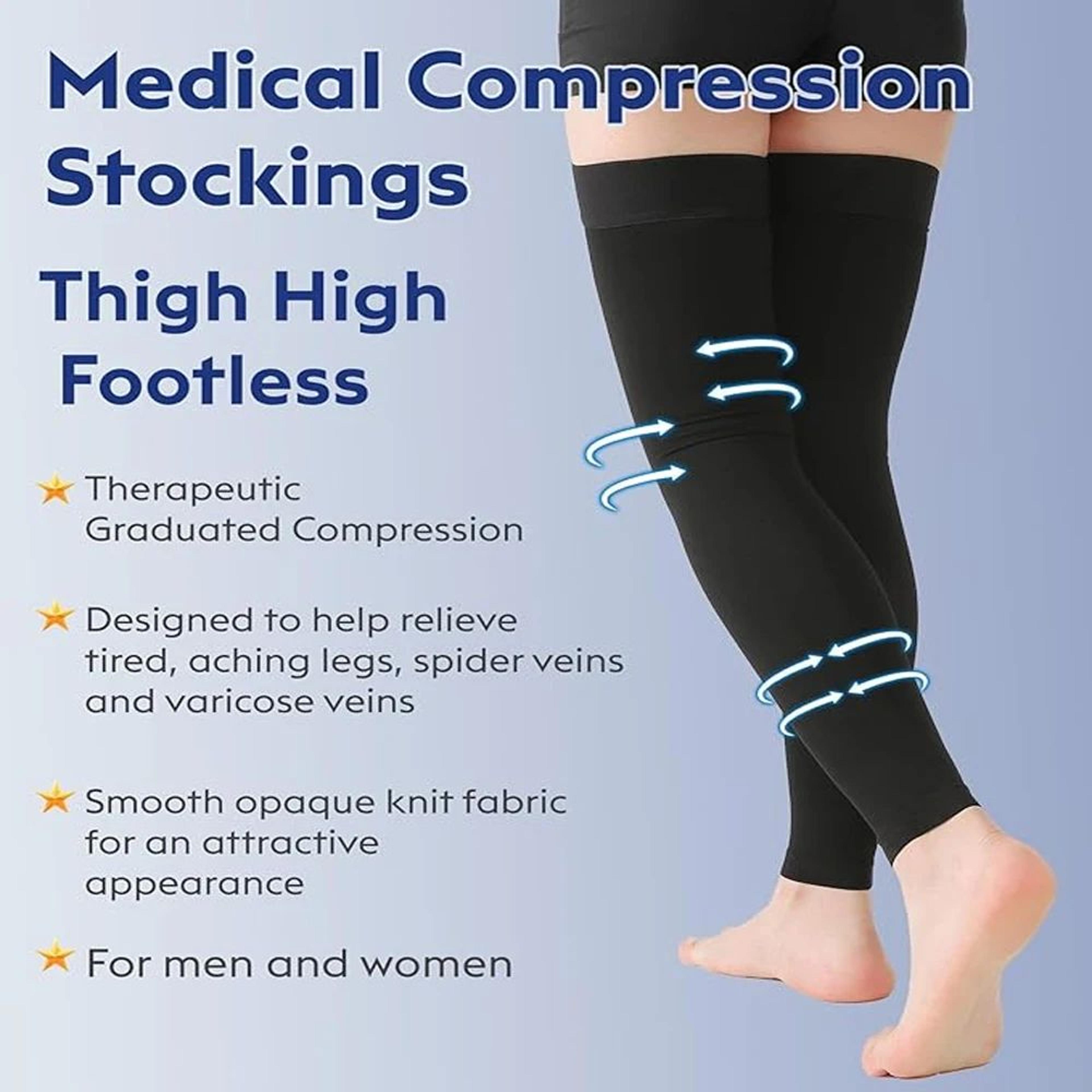 1 Pair Thigh High Compression Stockings  2030 MmHg Footless Compression Sleeves With Silicone Grip  4
