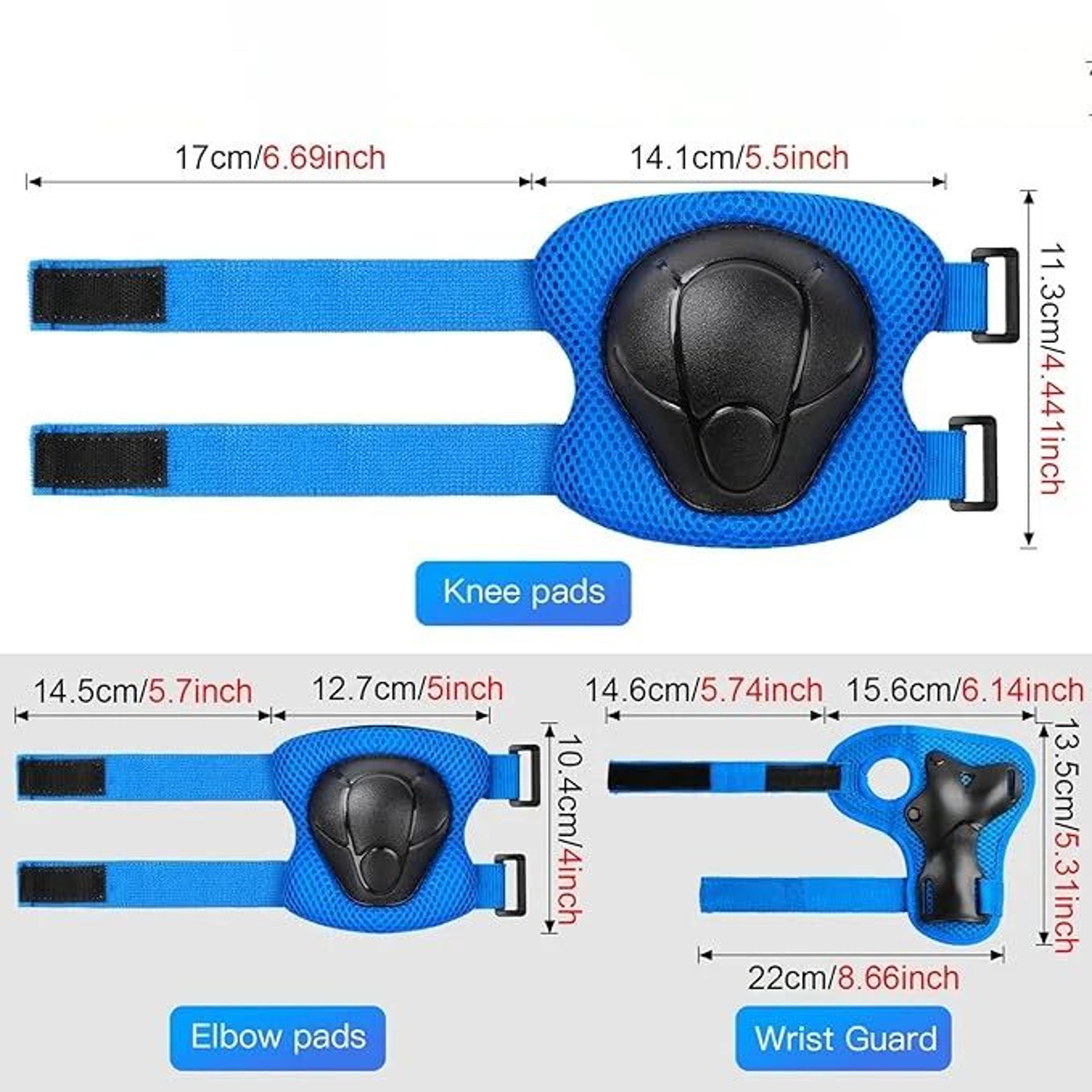 6pcs Kids Protective Gear Set  Adjustable Knee Pads Elbow Pads  Wrist Guards For Skating Cycling  S