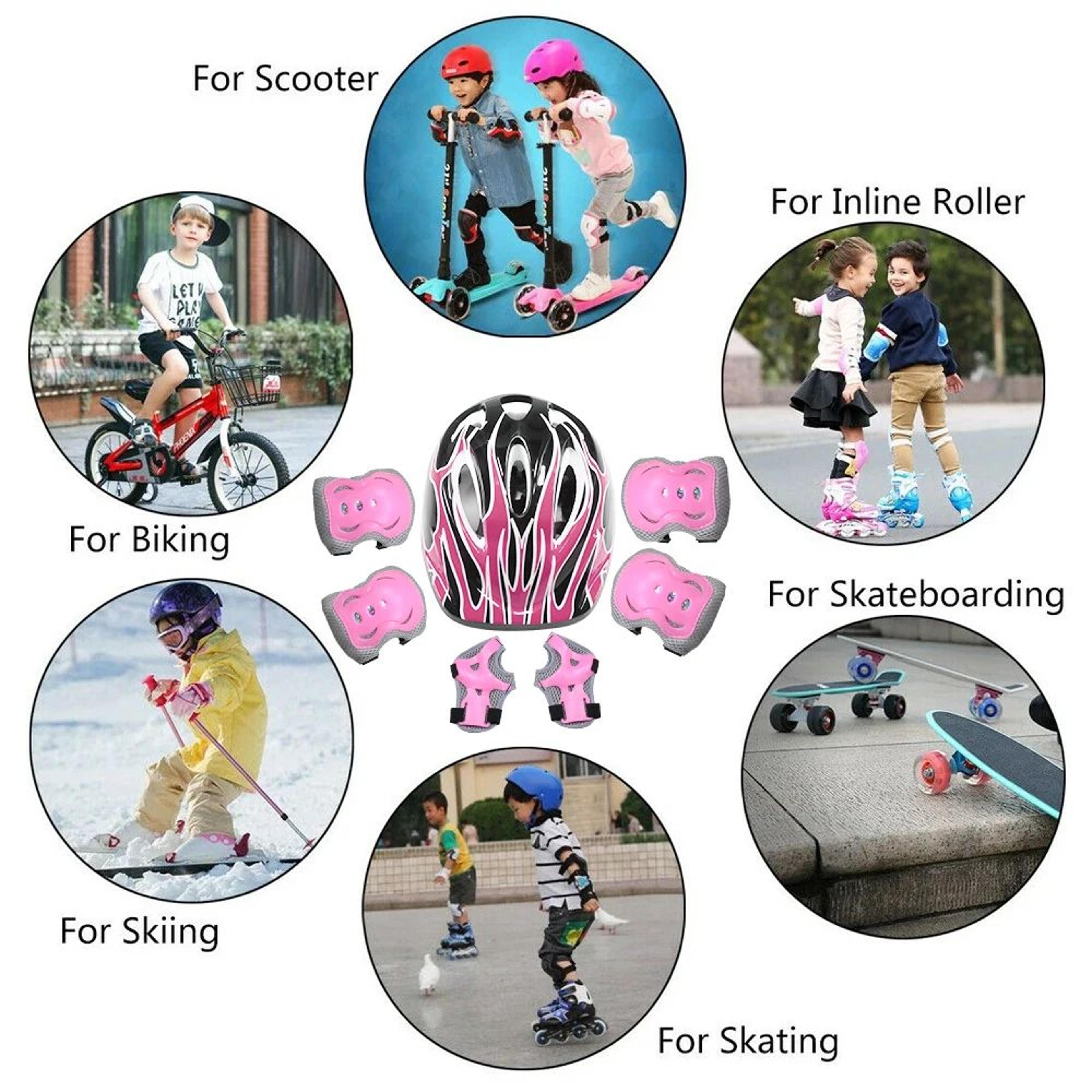 6pcs Kids Protective Gear Set  Knee Pads Elbow Pads  Wrist Guards For Cycling Skating Scooter  Bike