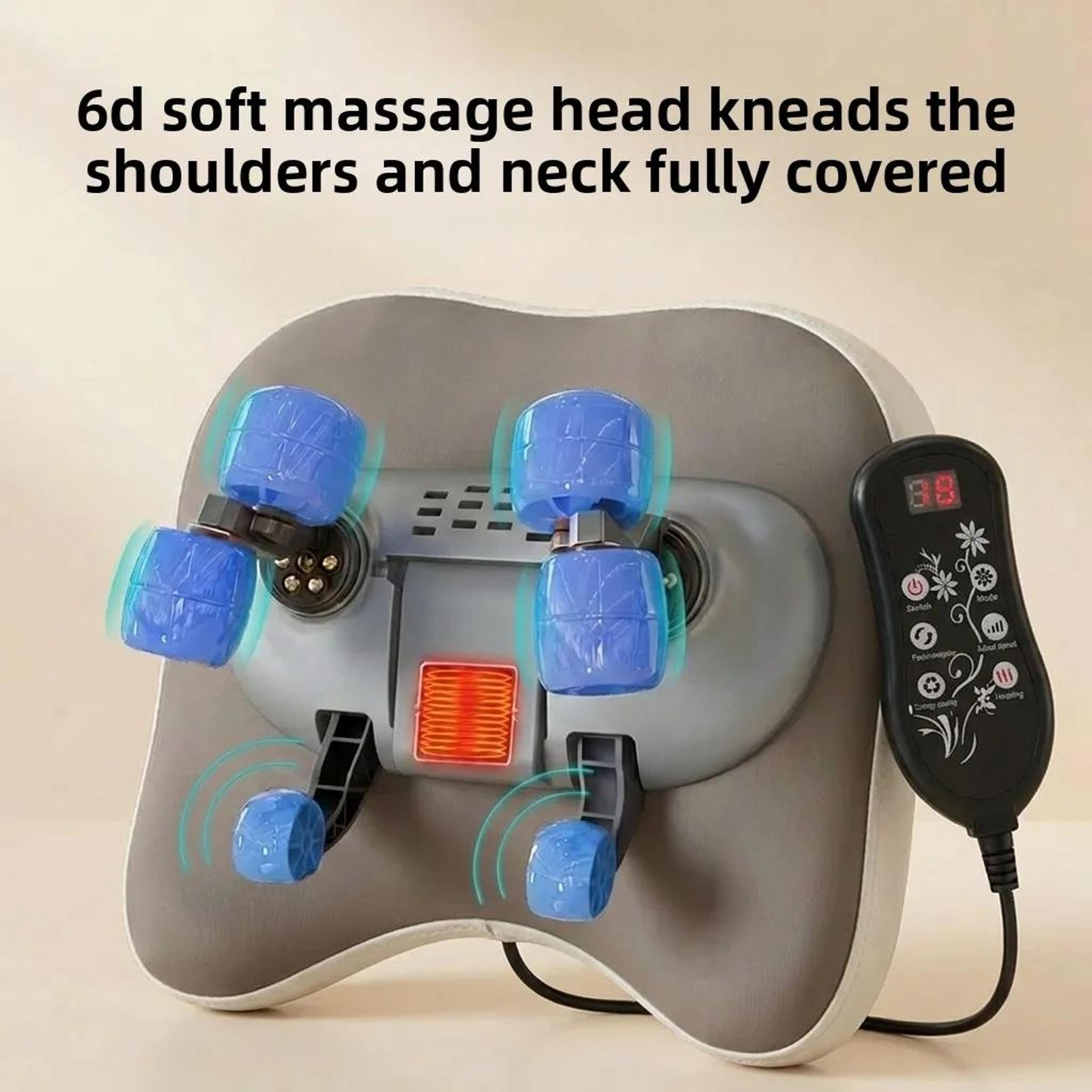 Wireless Rechargeable Shiatsu Neck  Trapezius Massage Pillow  Heated Deep Kneading Massager For Nec 5