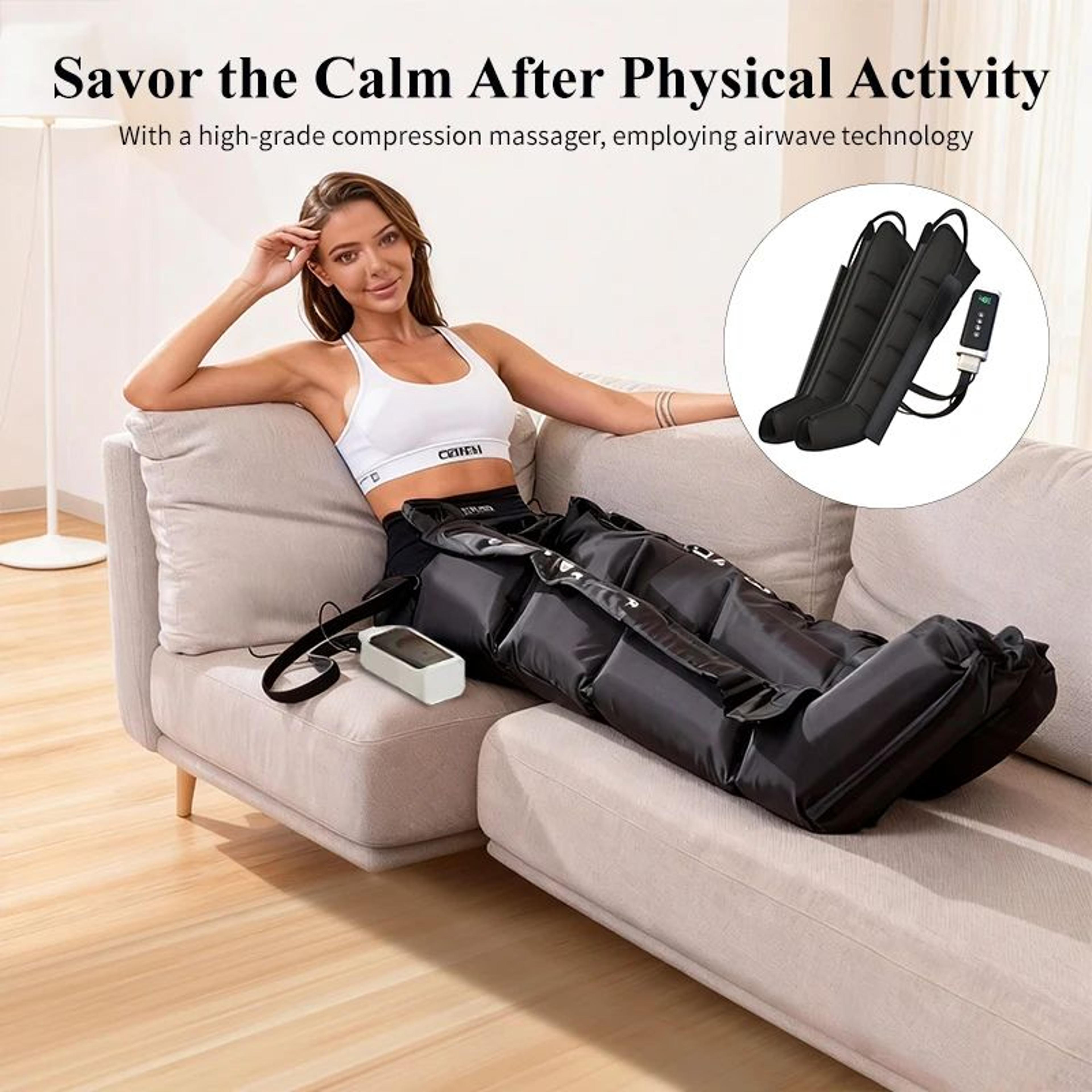 EU Plug Air Compression Leg Massager With LED Touch Screen  Smart Full Leg Compression Therapy For  0