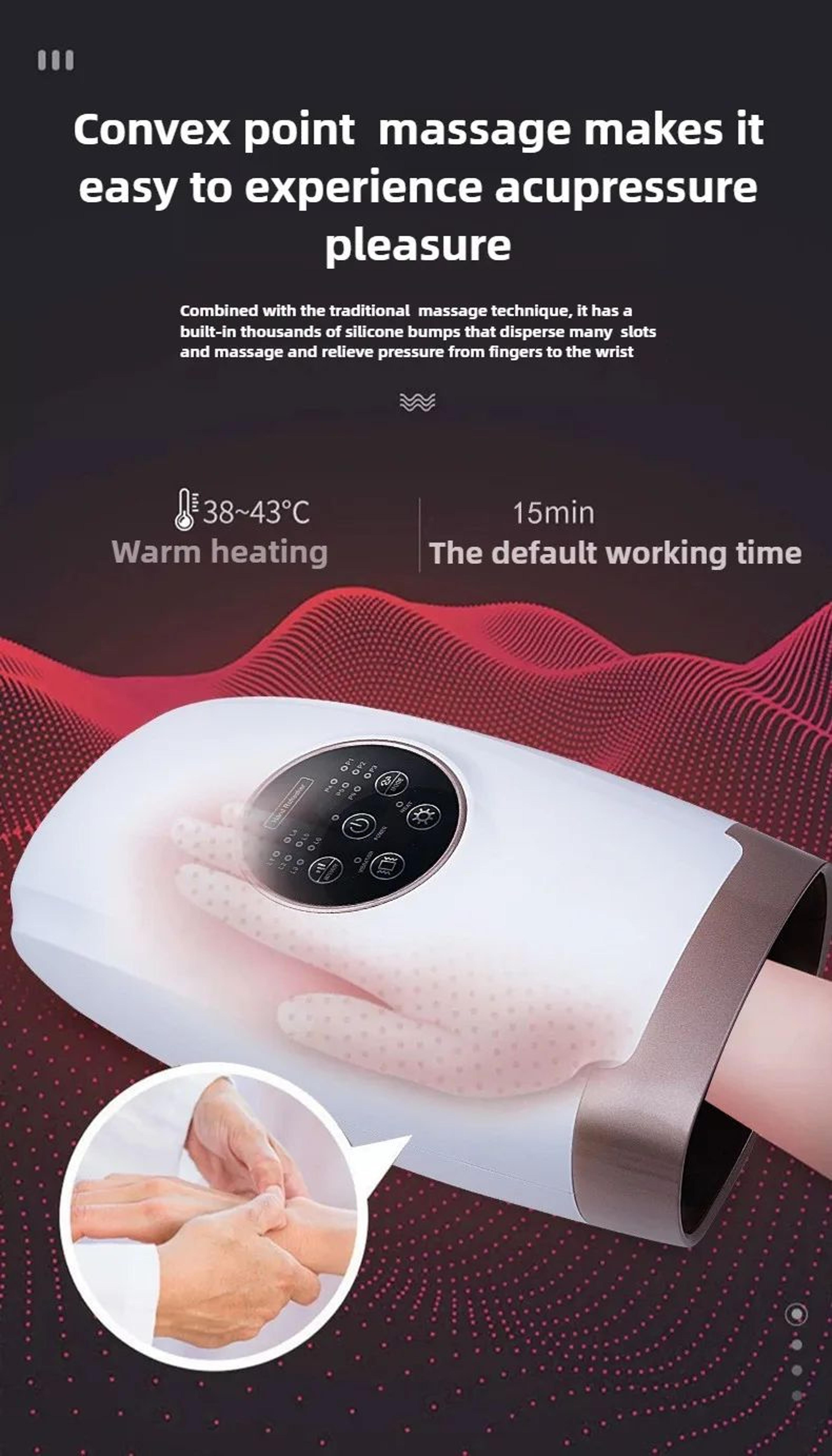 Portable Electric Hand Massager With Heat  Air Compression  Rechargeable Wrist Finger Palm Therapy  2