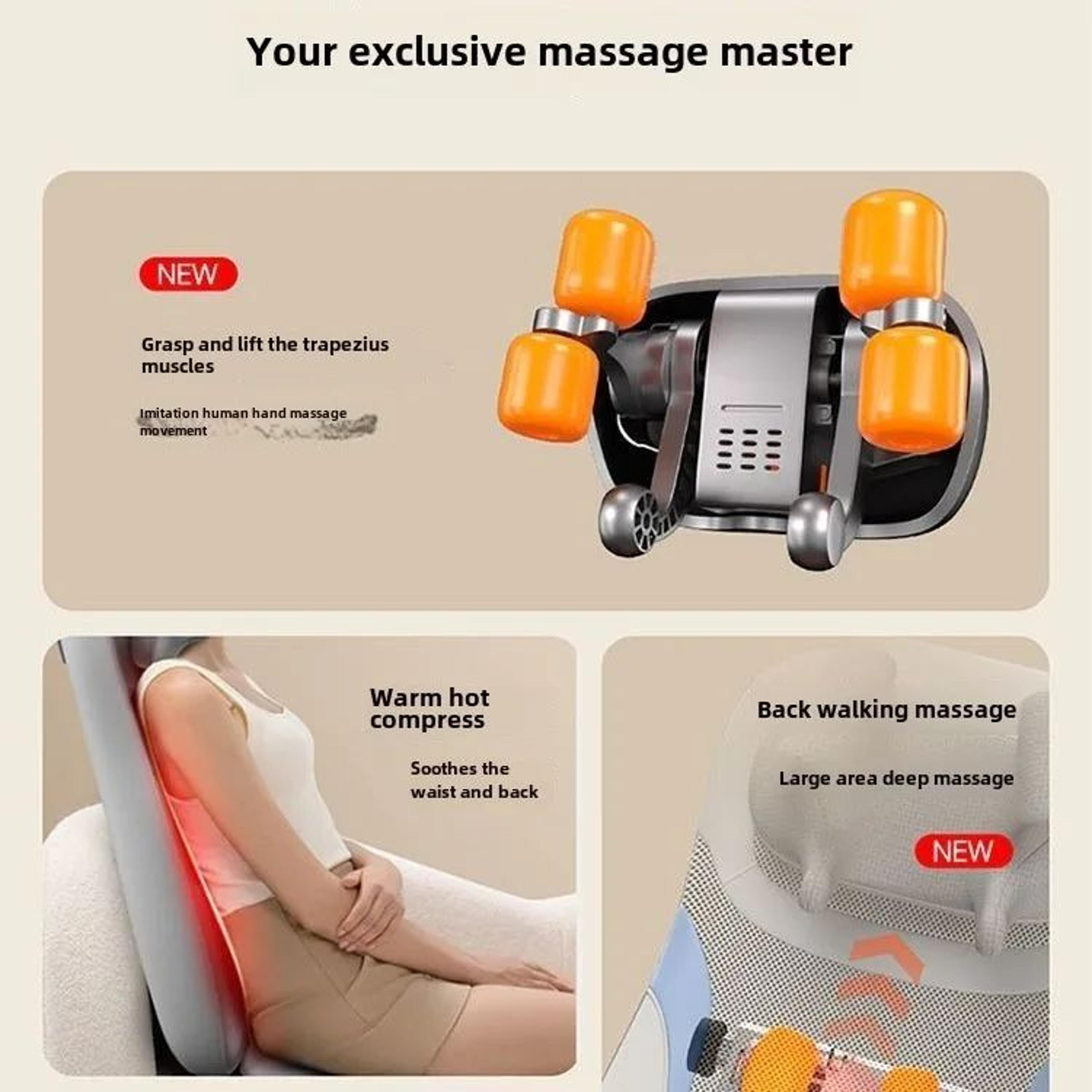 5Vibration Heated Shiatsu Massage Seat Cushion  Electric Neck Back Waist Hip Massager For Home Offi 2