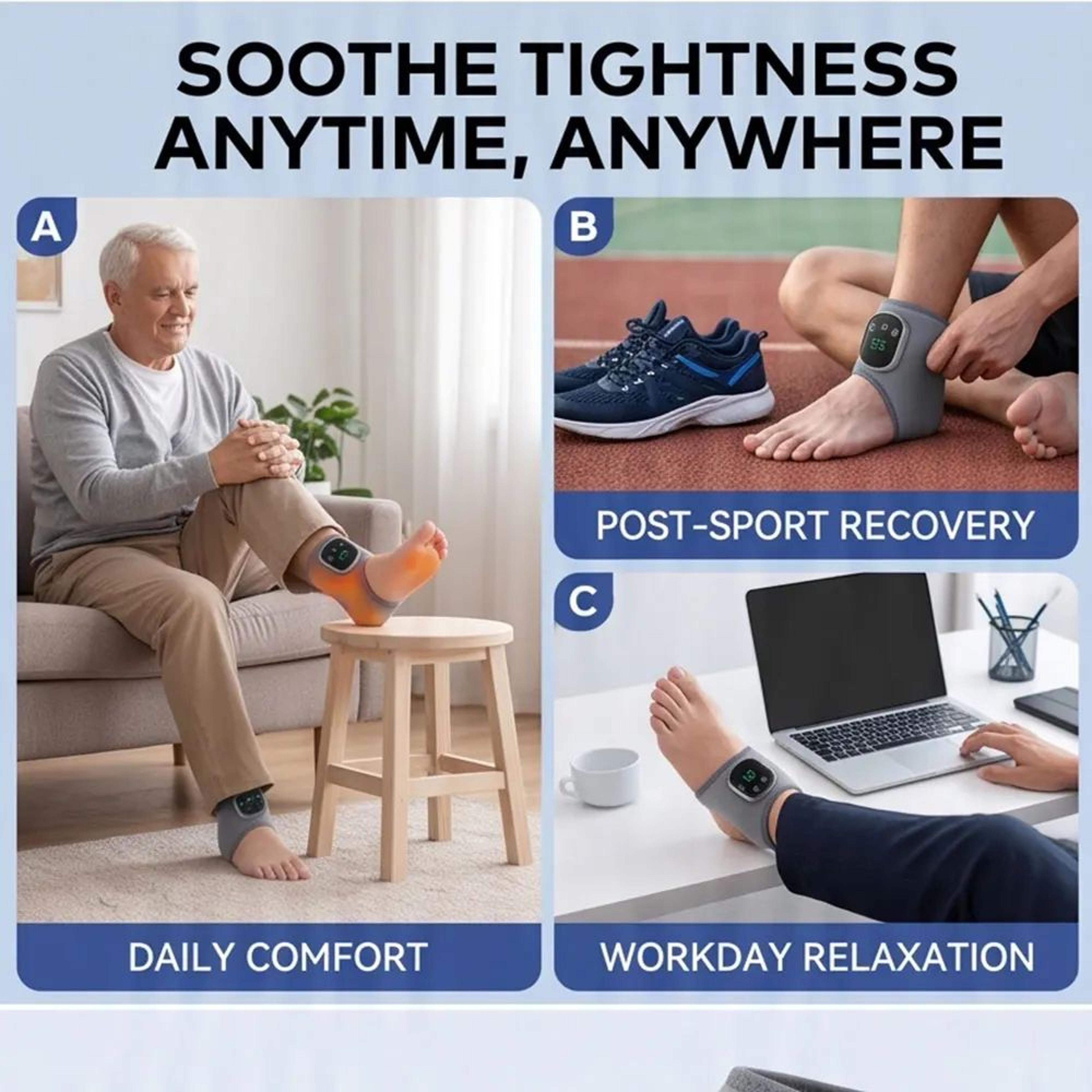 Heated Cordless Ankle Brace Wrap With Vibration Massage  Rechargeable Foot Support Sleeve For Sport 4