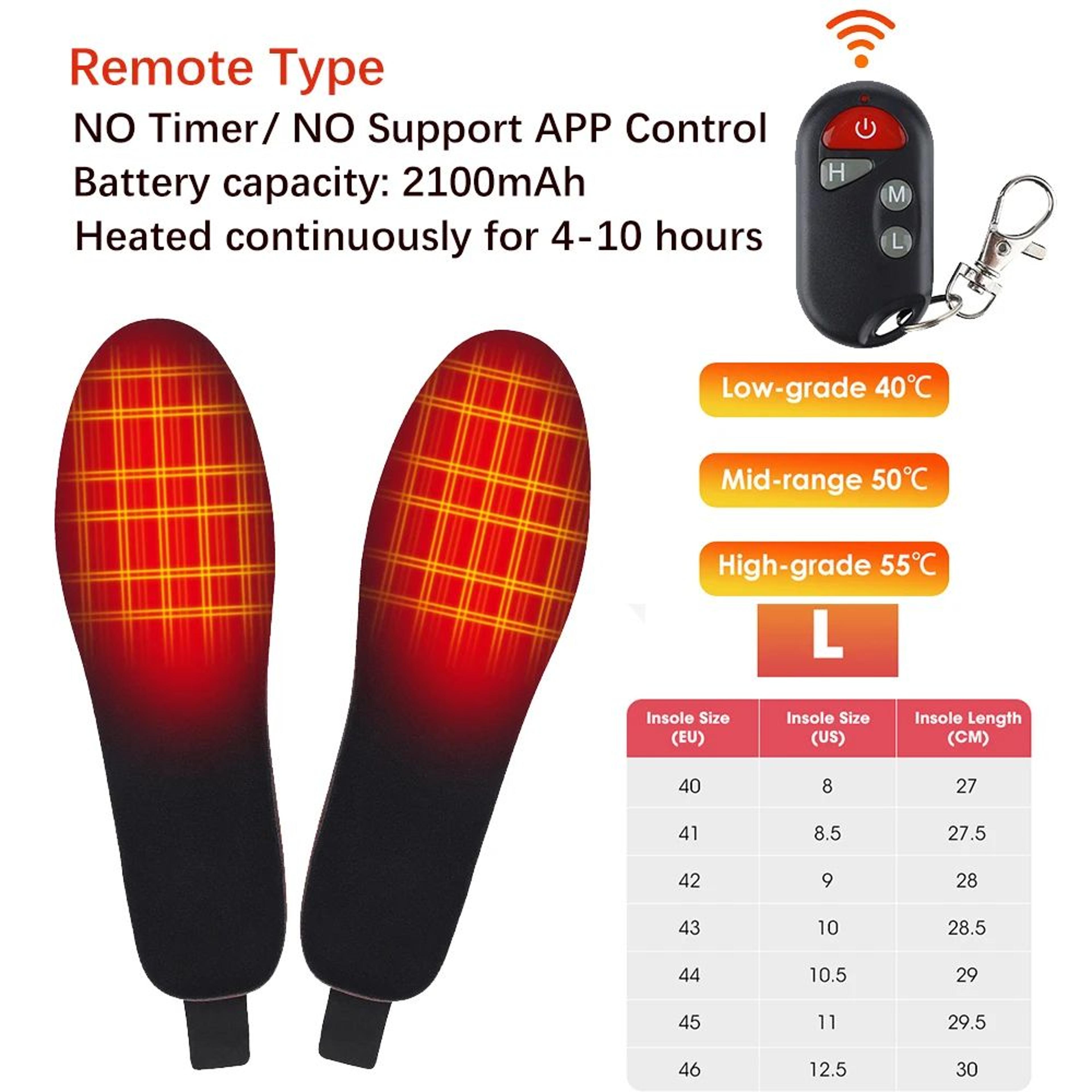 Smart APP  Remote Control Heated Insoles  Wireless Rechargeable Foot Warmers With Adjustable Temper 6
