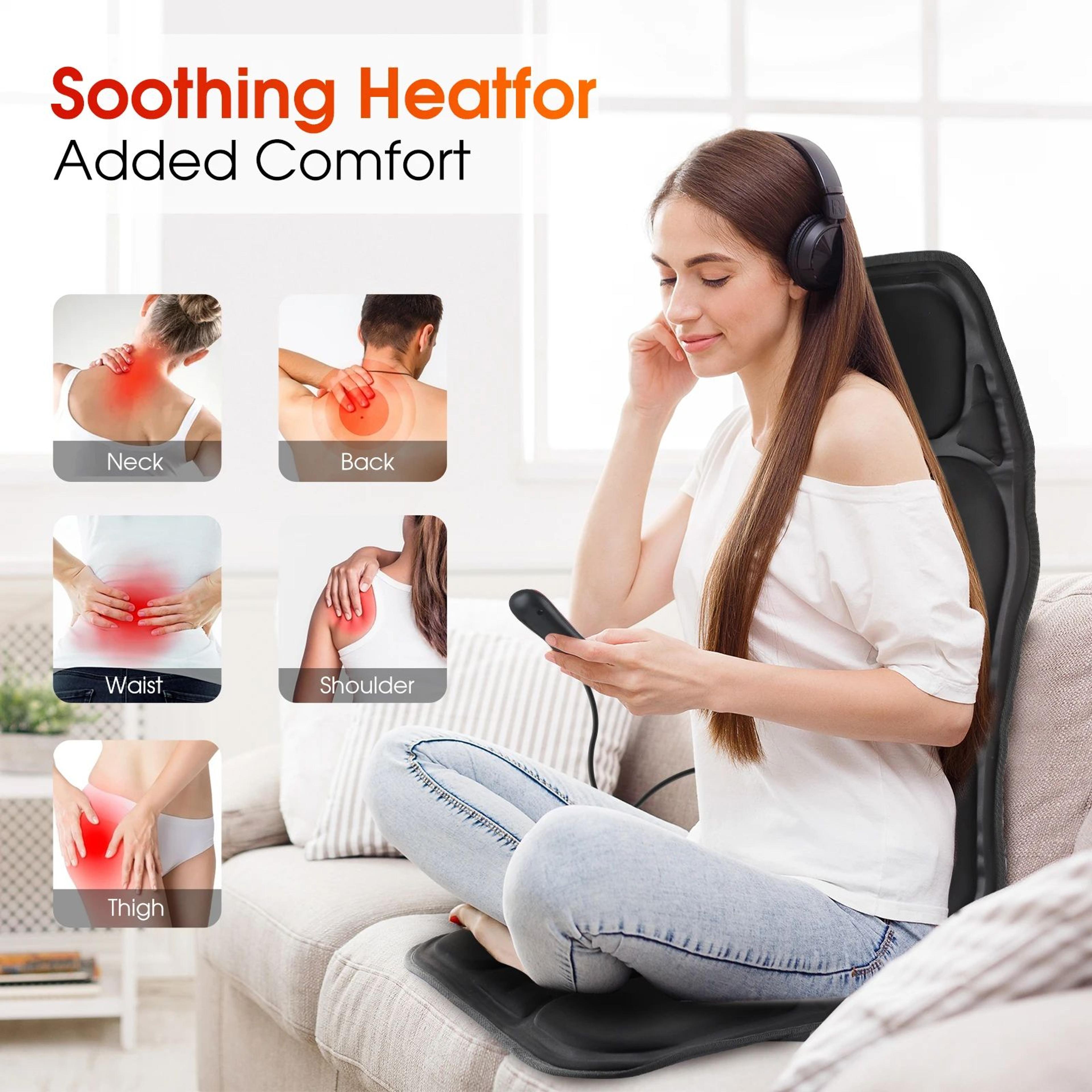 Electric Heating Vibrating Massage Seat Cushion With Lumbar Support  Full Back Neck Chair Massager  5