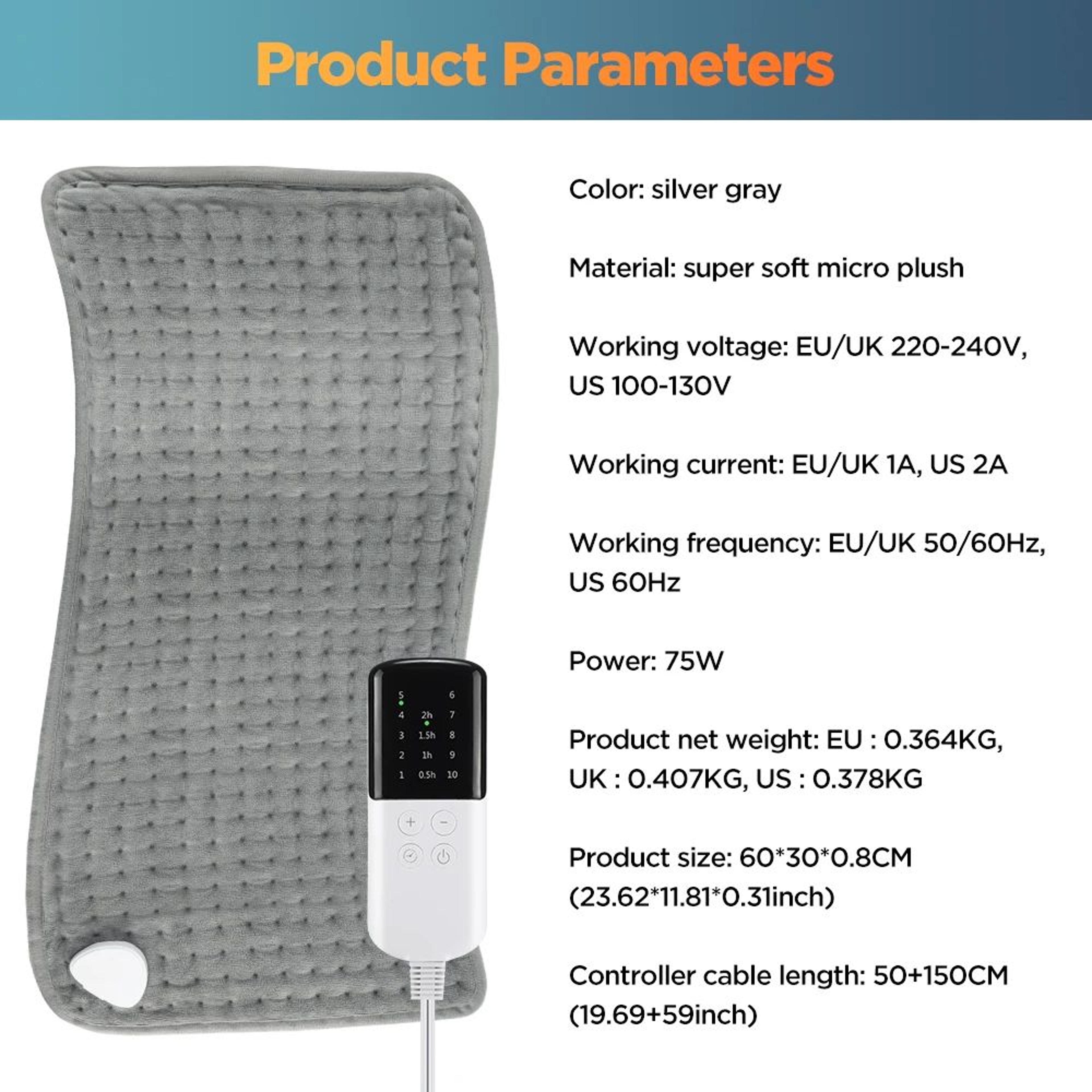 Electric Heating Pad For Back Abdomen  Legs  Super Soft Heated Blanket With 9 Heat Levels  Auto Shu 3
