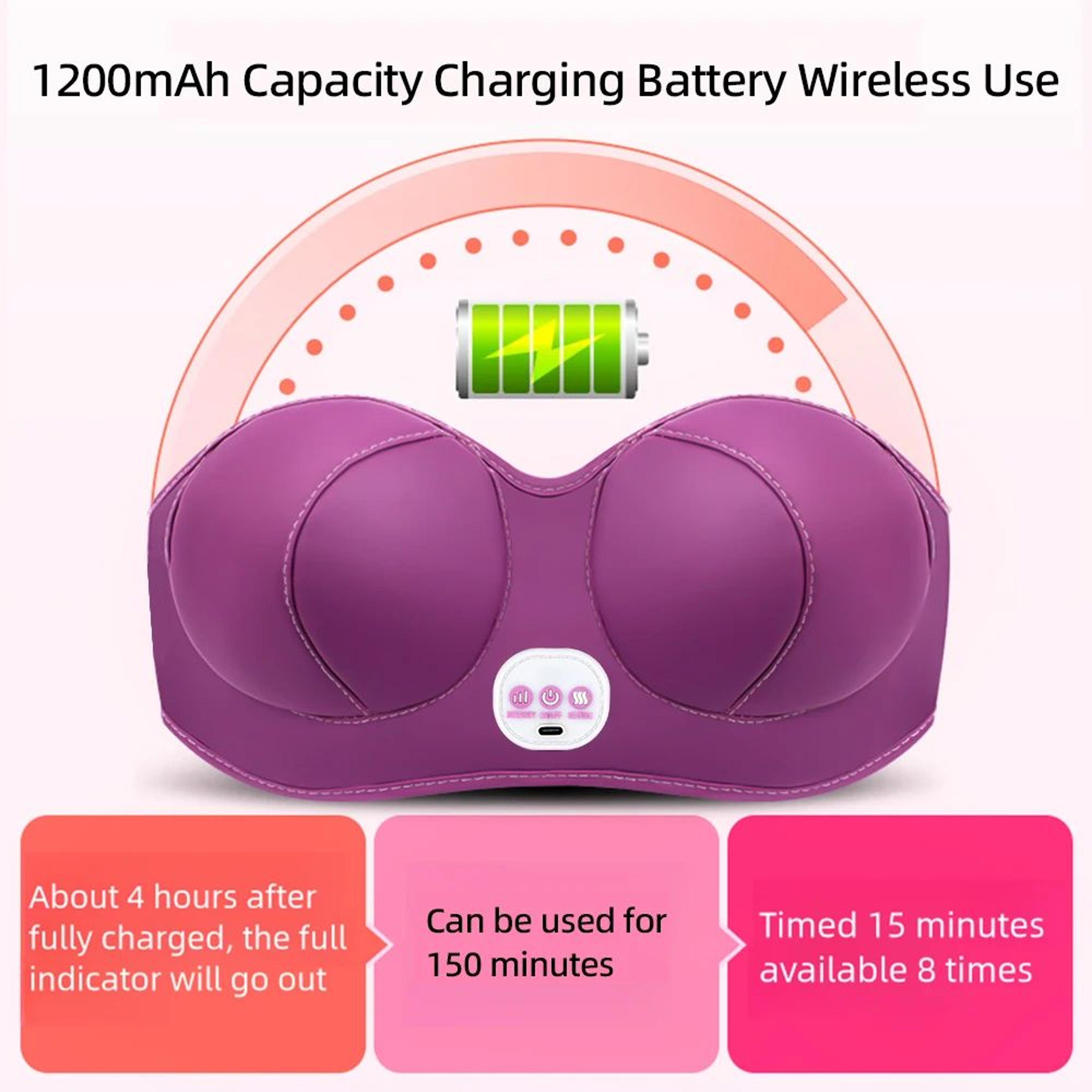 Electric Breast Massage Bra With Heat  3Speed Vibration  Wireless Chest Massager For Breast Comfort 3