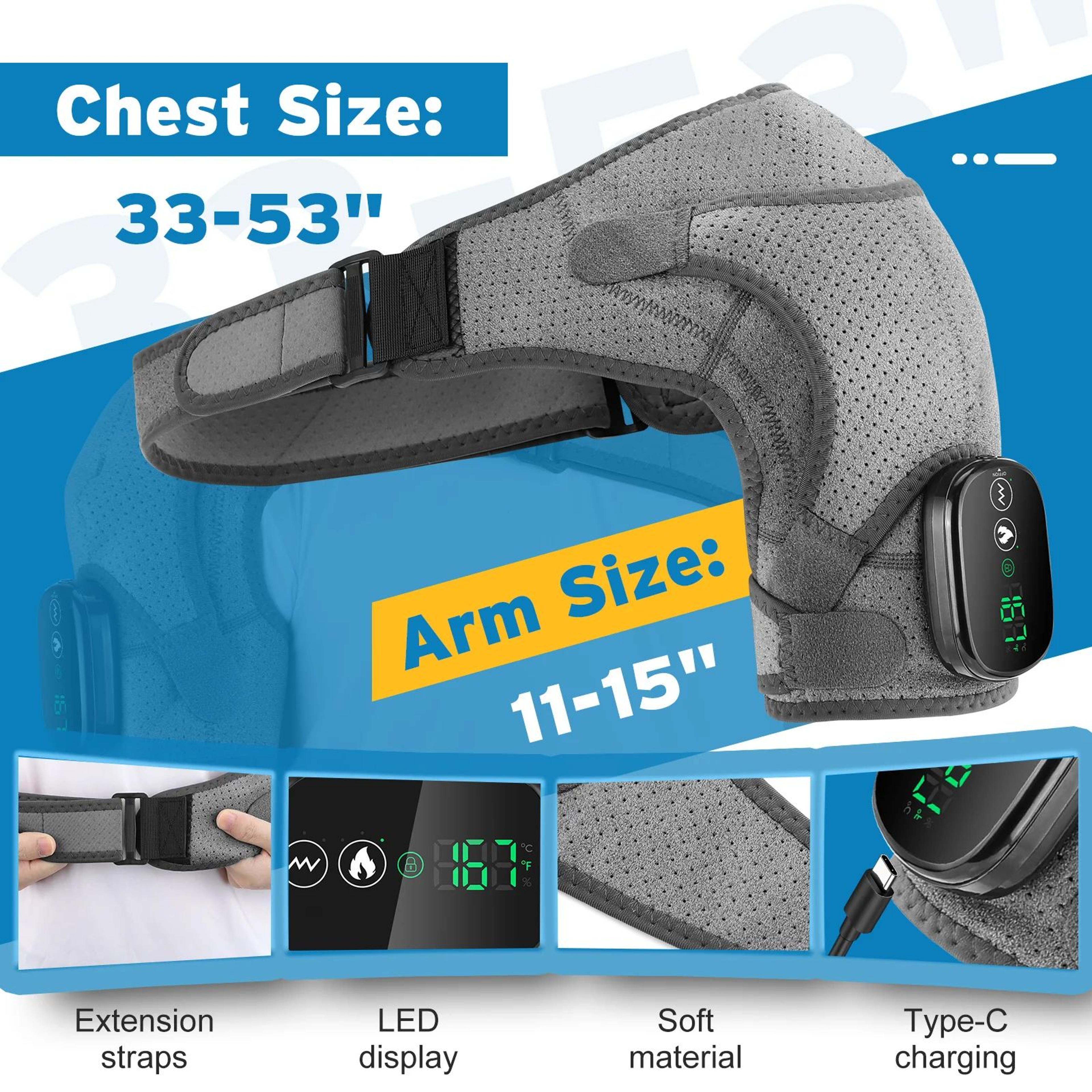 Electric Heated Shoulder Massager Brace With Vibration  Adjustable Thermal Shoulder Wrap For Neck