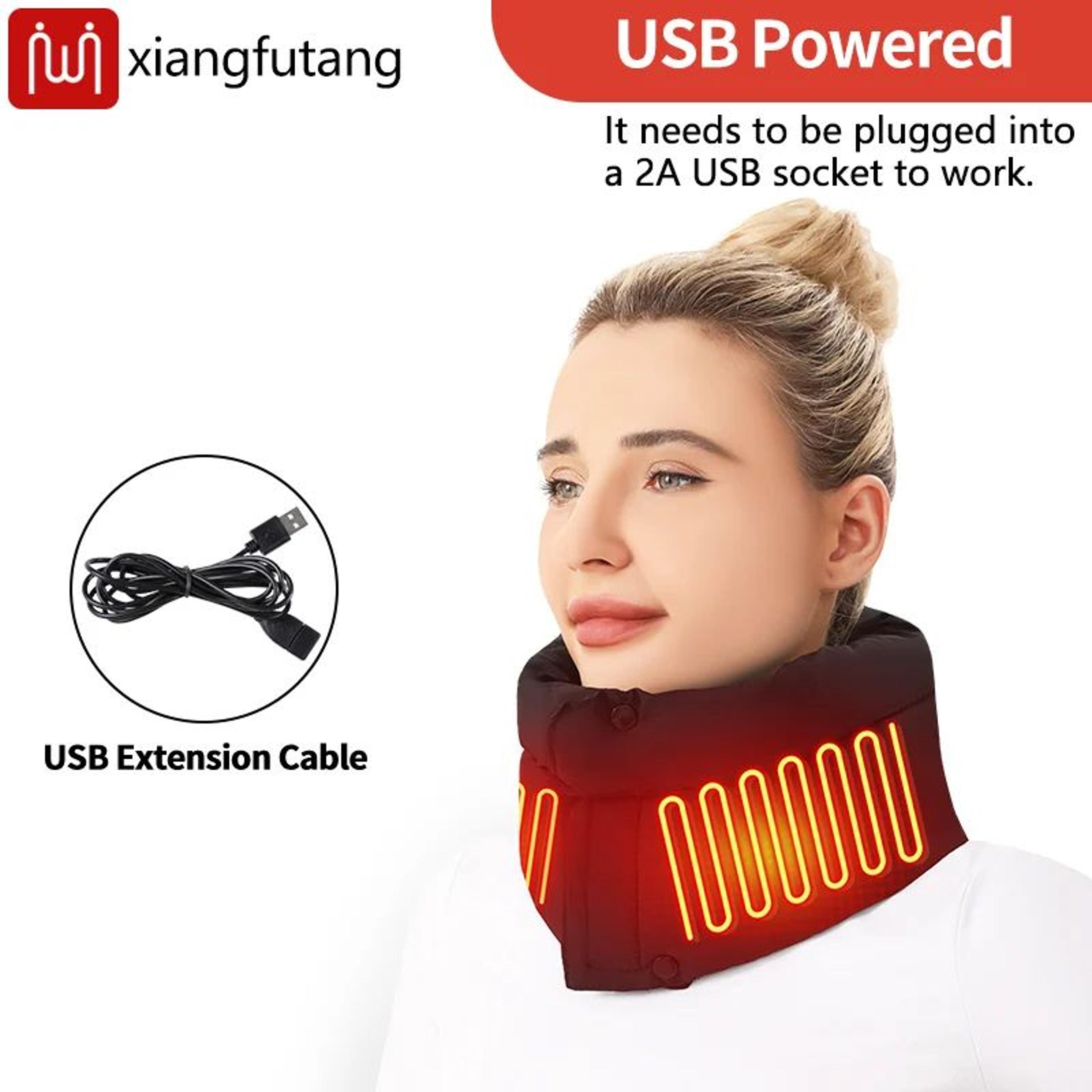 Electric Heating Neck Wrap With 3Level Heat Control  Adjustable Heated Neck Warmer Scarf For Hot Co