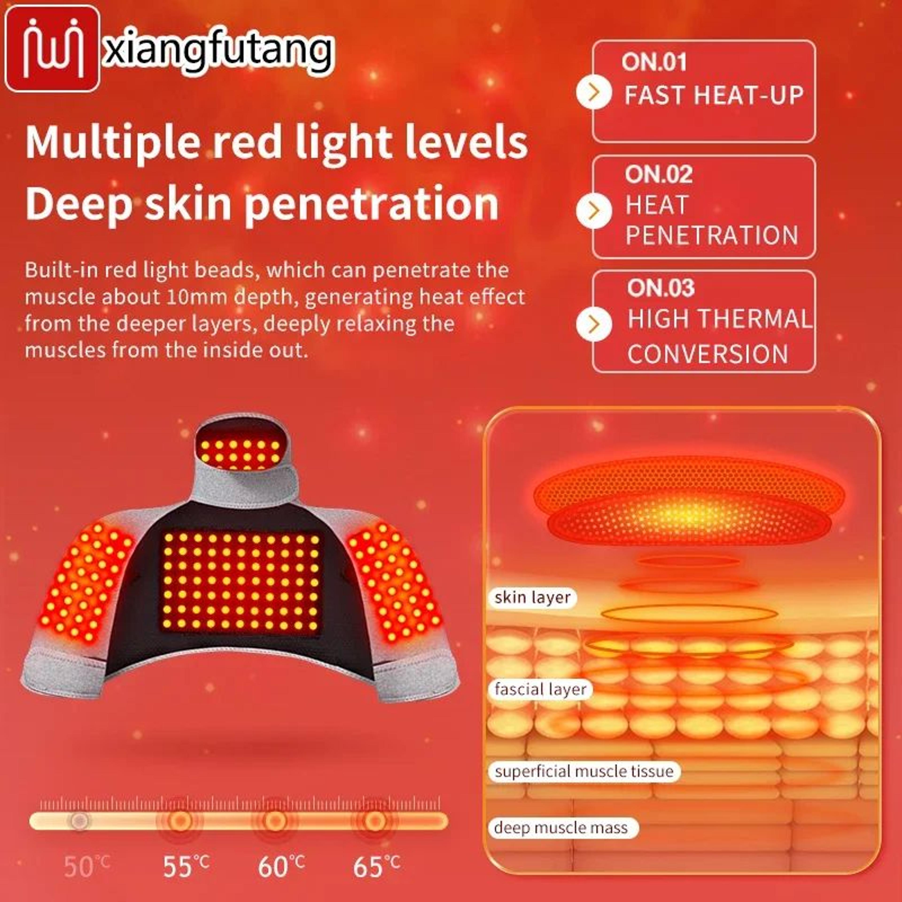 Red Light Heating Massage Shawl With Heat  Vibration  Wearable Neck Shoulder Back Heating Wrap For  4