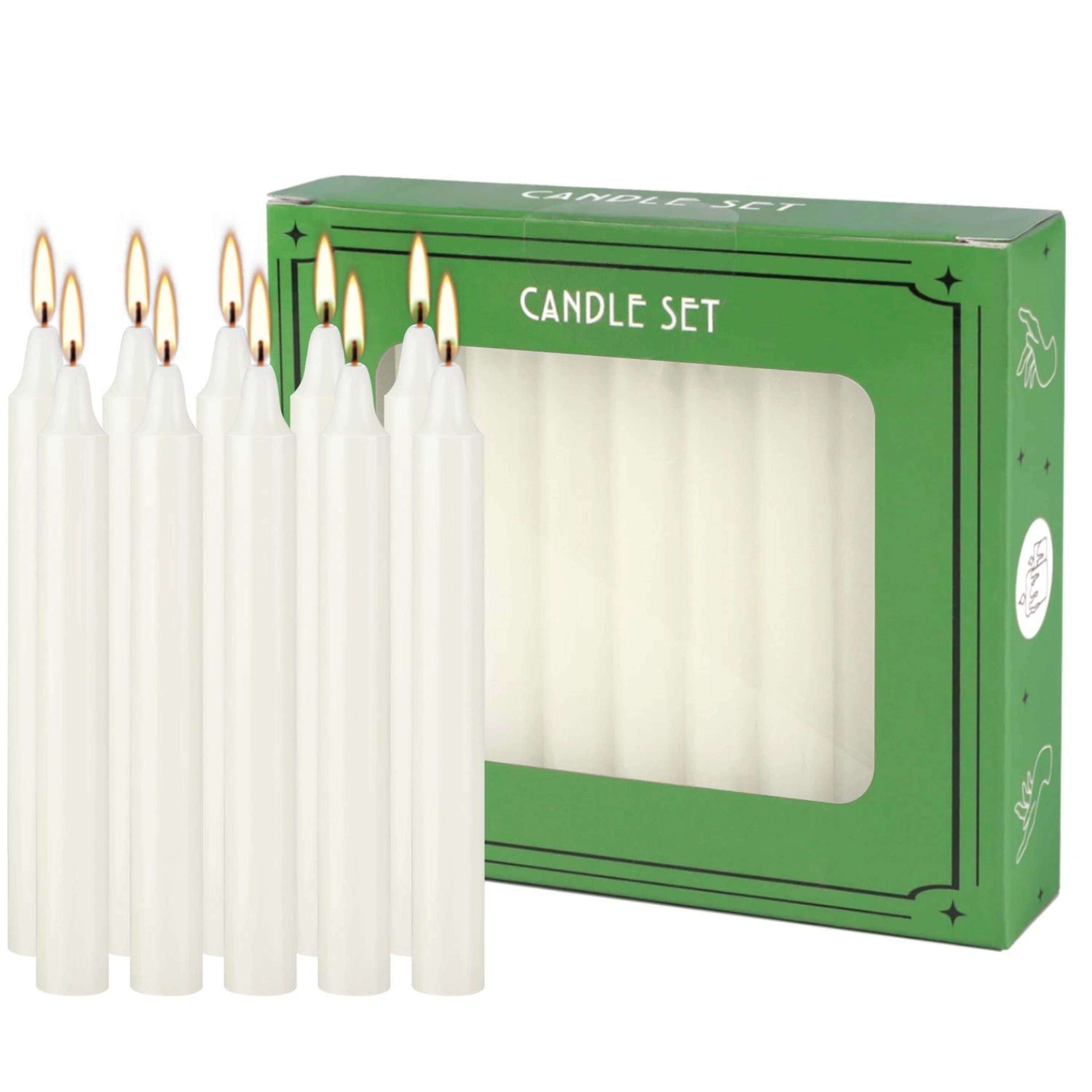 20Pack 4 In Ivory White DripFree Taper Candles  Smokeless Unscented HandPoured Dinner Candles For W 0