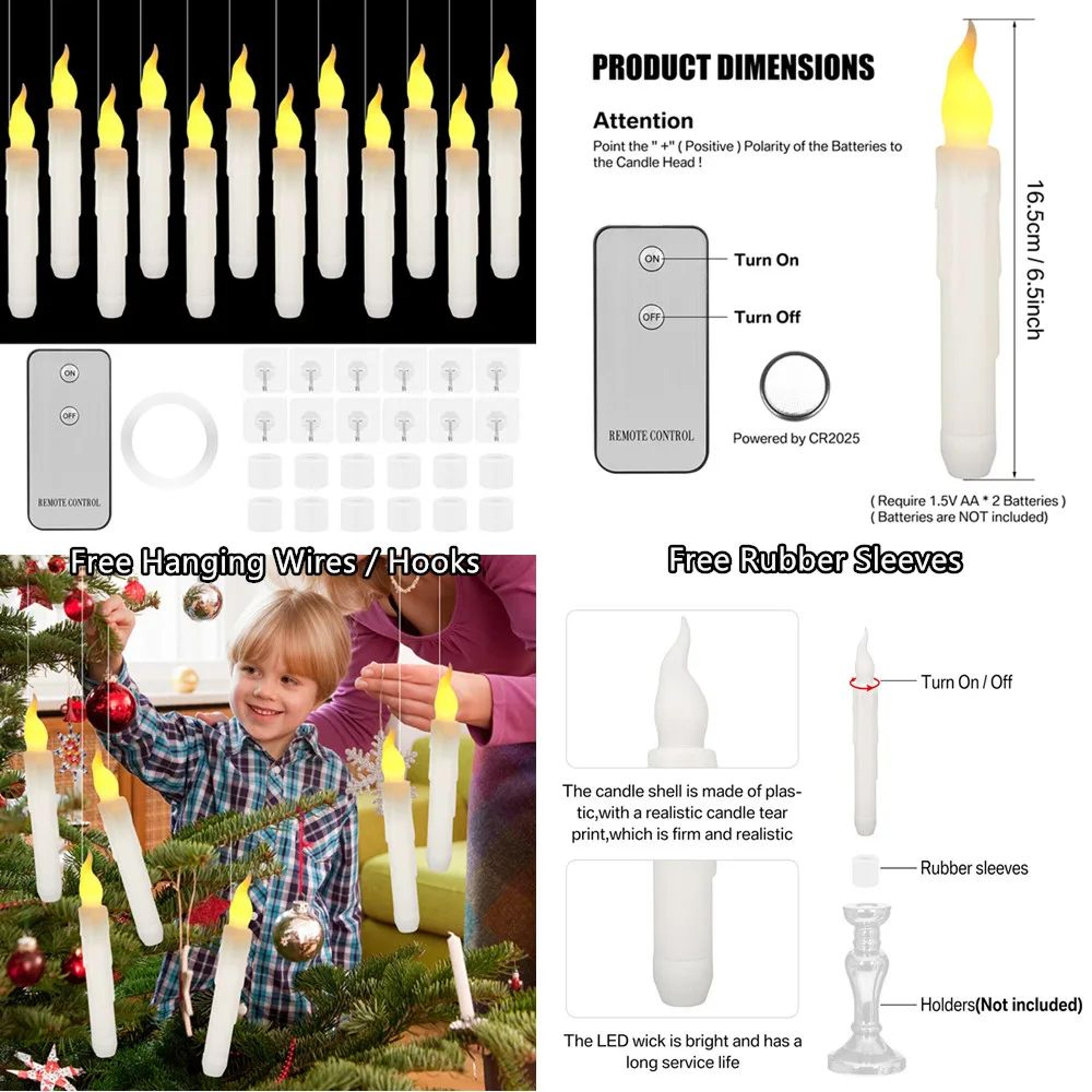LED Flameless Taper Candles With Remote  Timer  Battery Operated Flickering Ivory Candlesticks For