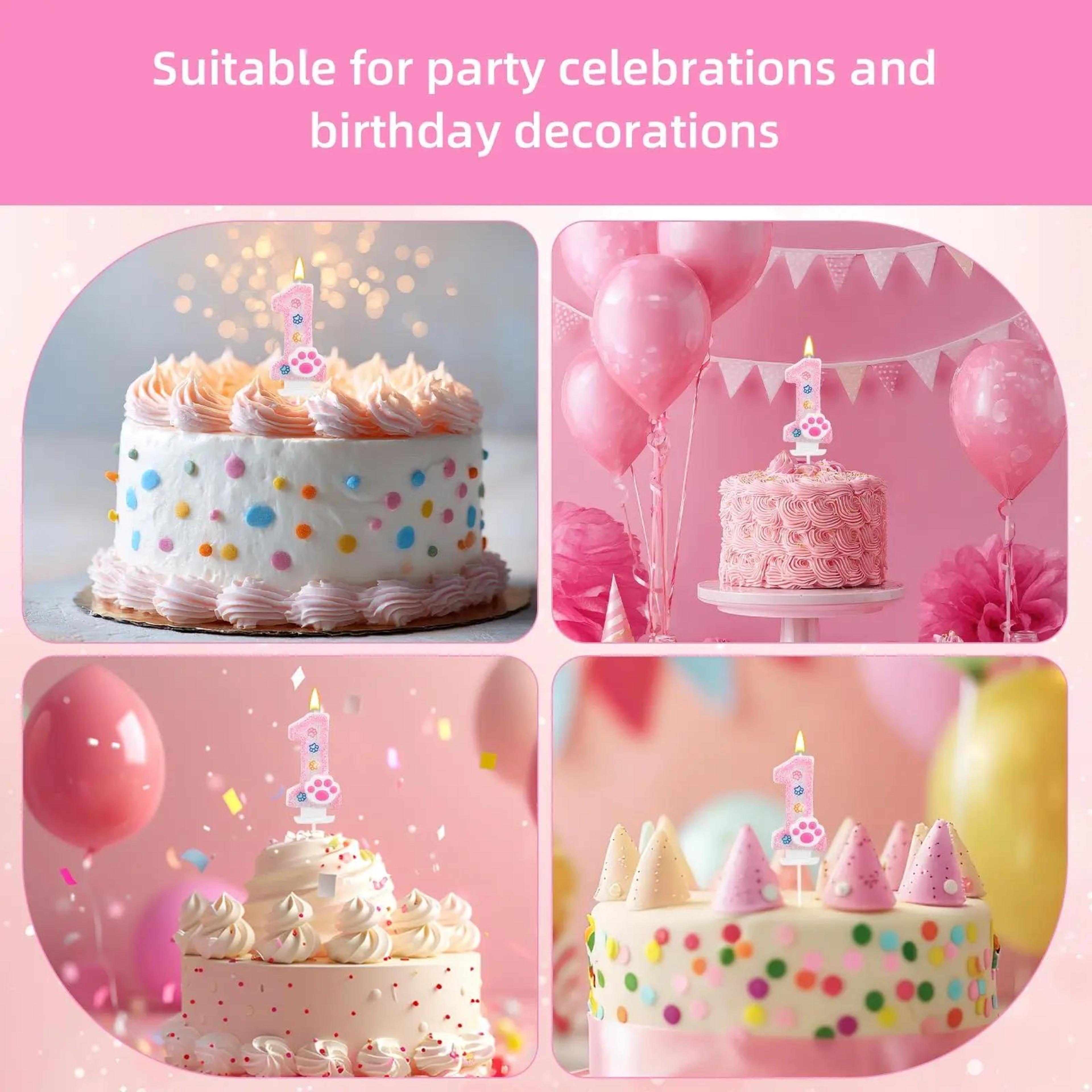 Dog  Cat 3rd Birthday Paw Print Cake Candle Set  Pet Birthday Cake Topper  Cupcake Decorations Part 2