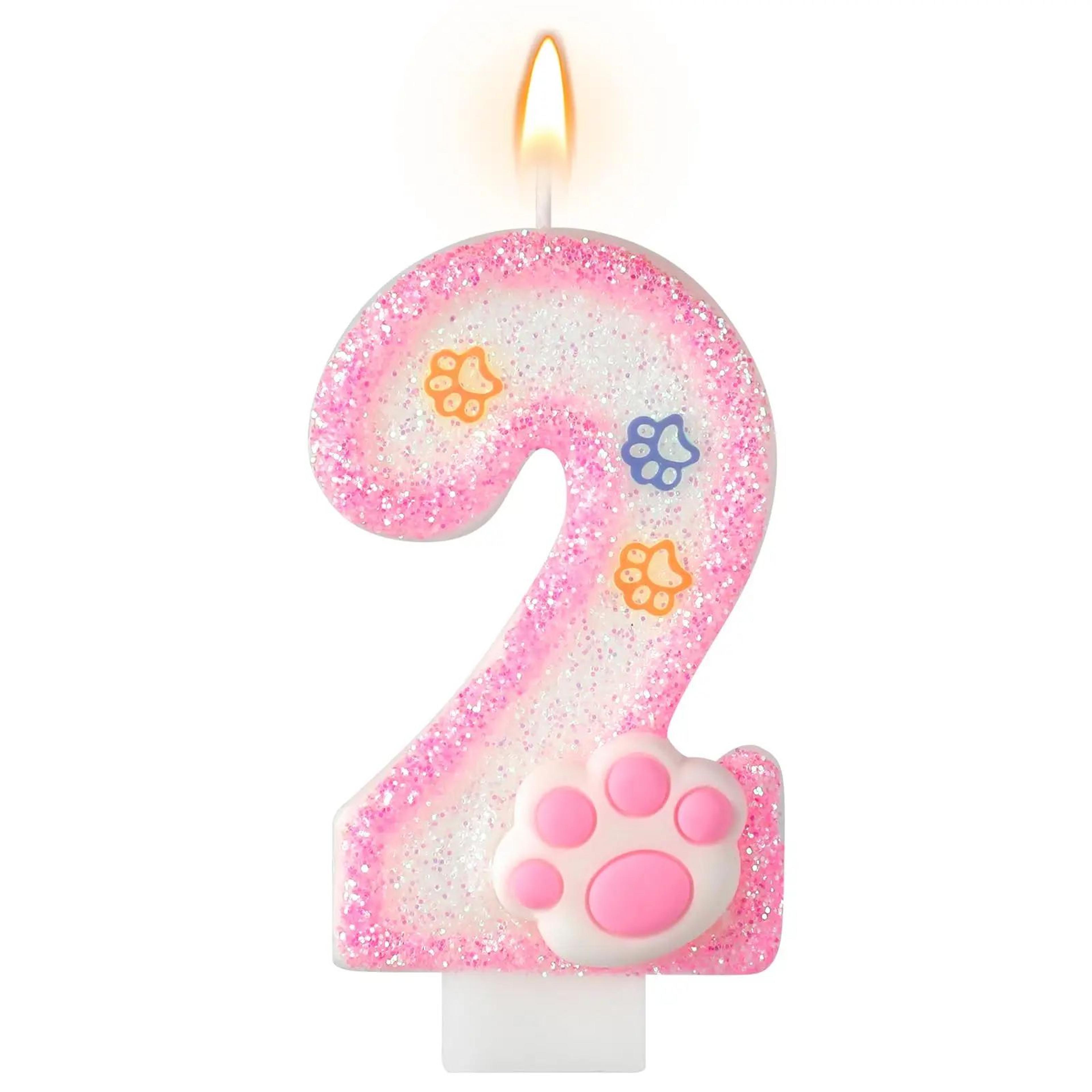 Dog  Cat 3rd Birthday Paw Print Cake Candle Set  Pet Birthday Cake Topper  Cupcake Decorations Part 8