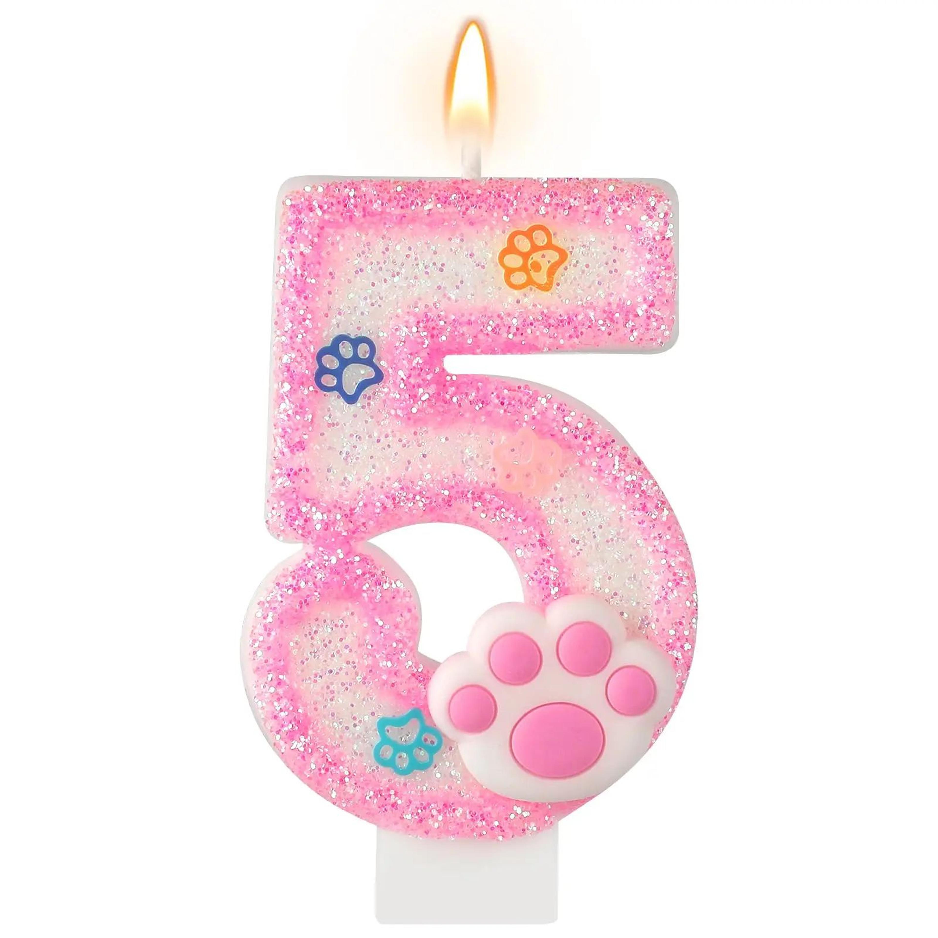 Dog  Cat 3rd Birthday Paw Print Cake Candle Set  Pet Birthday Cake Topper  Cupcake Decorations Part 11
