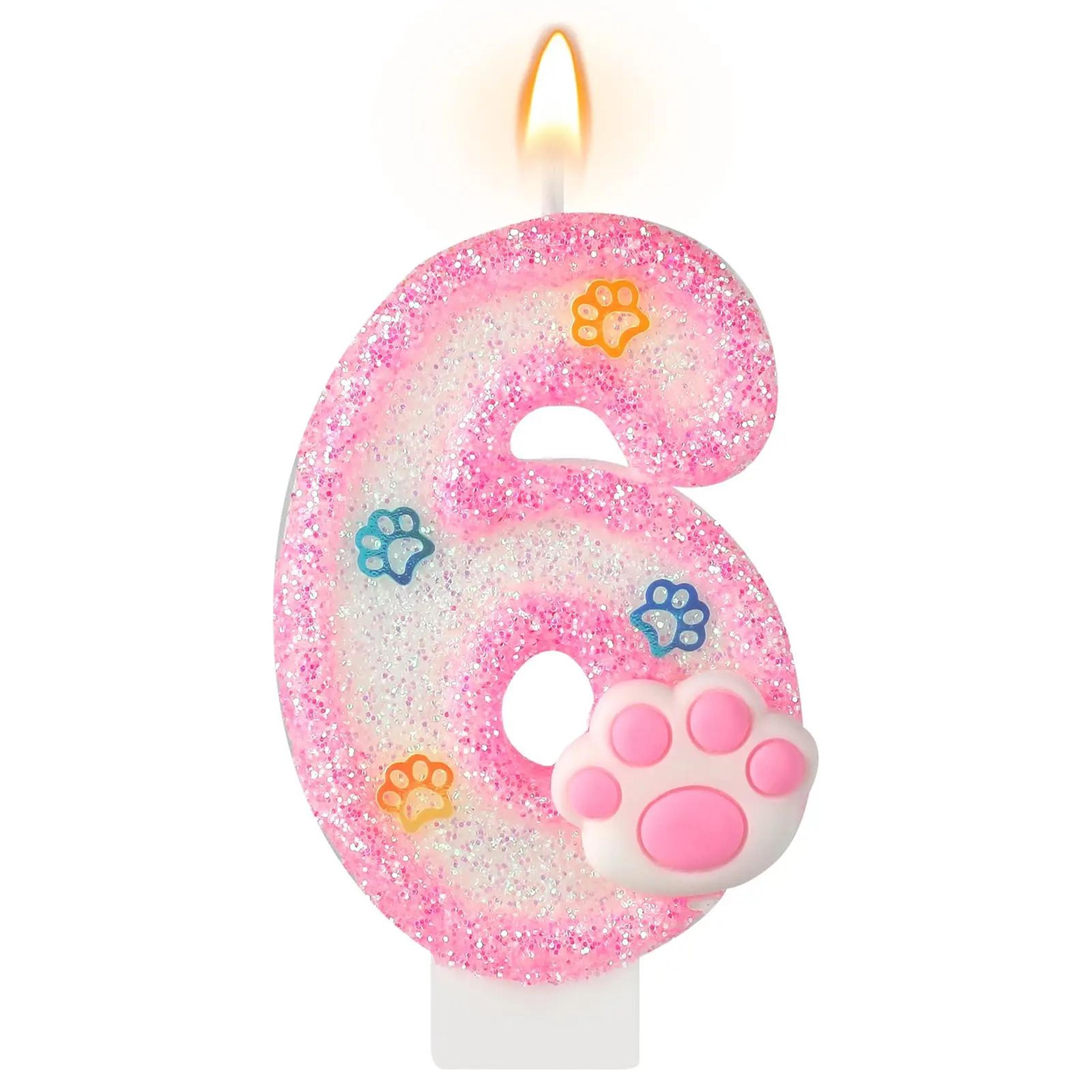 Dog  Cat 3rd Birthday Paw Print Cake Candle Set  Pet Birthday Cake Topper  Cupcake Decorations Part 12