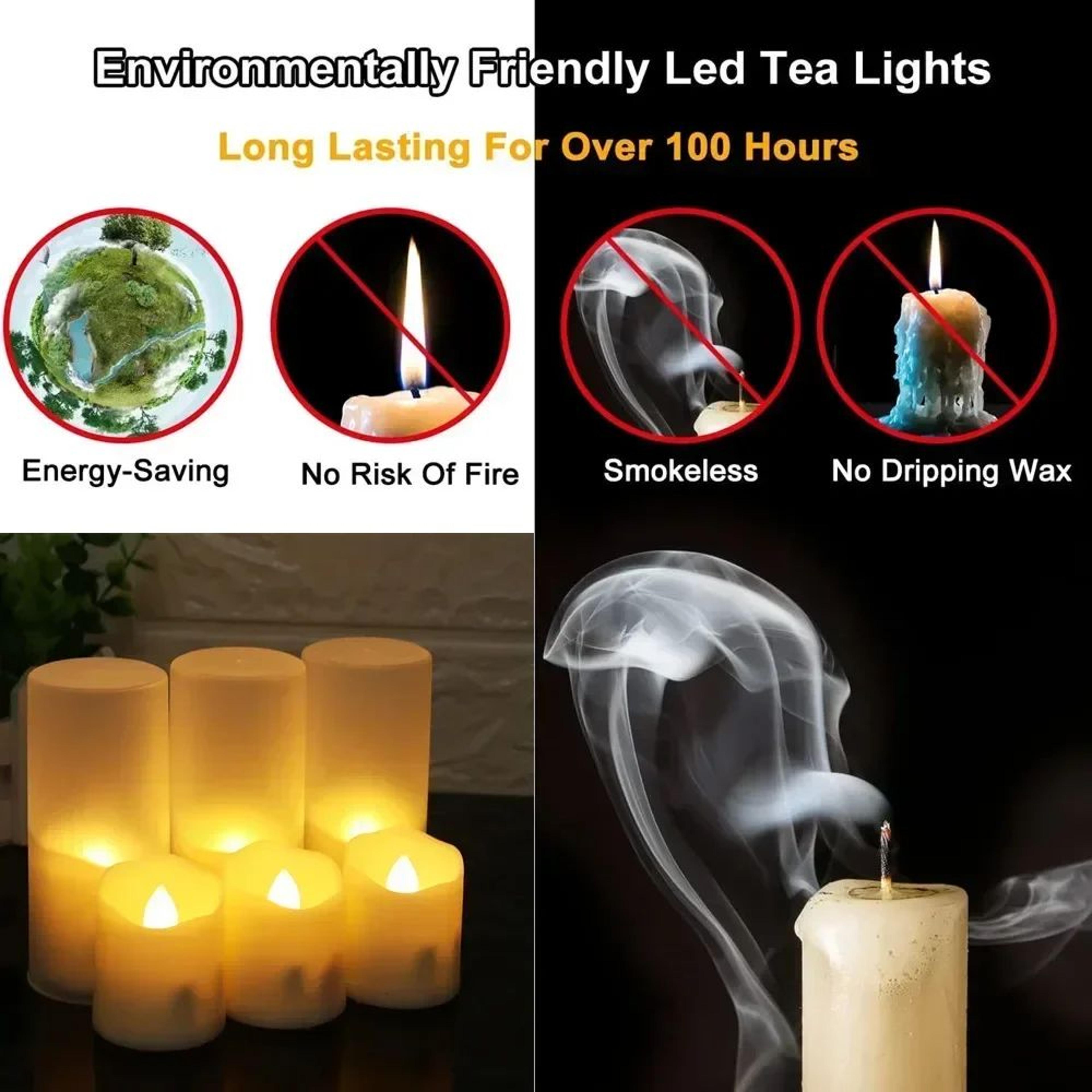6pcs Rechargeable LED Tea Light Candles With Remote  Timer  USB Charging Flickering Flameless Decor 2