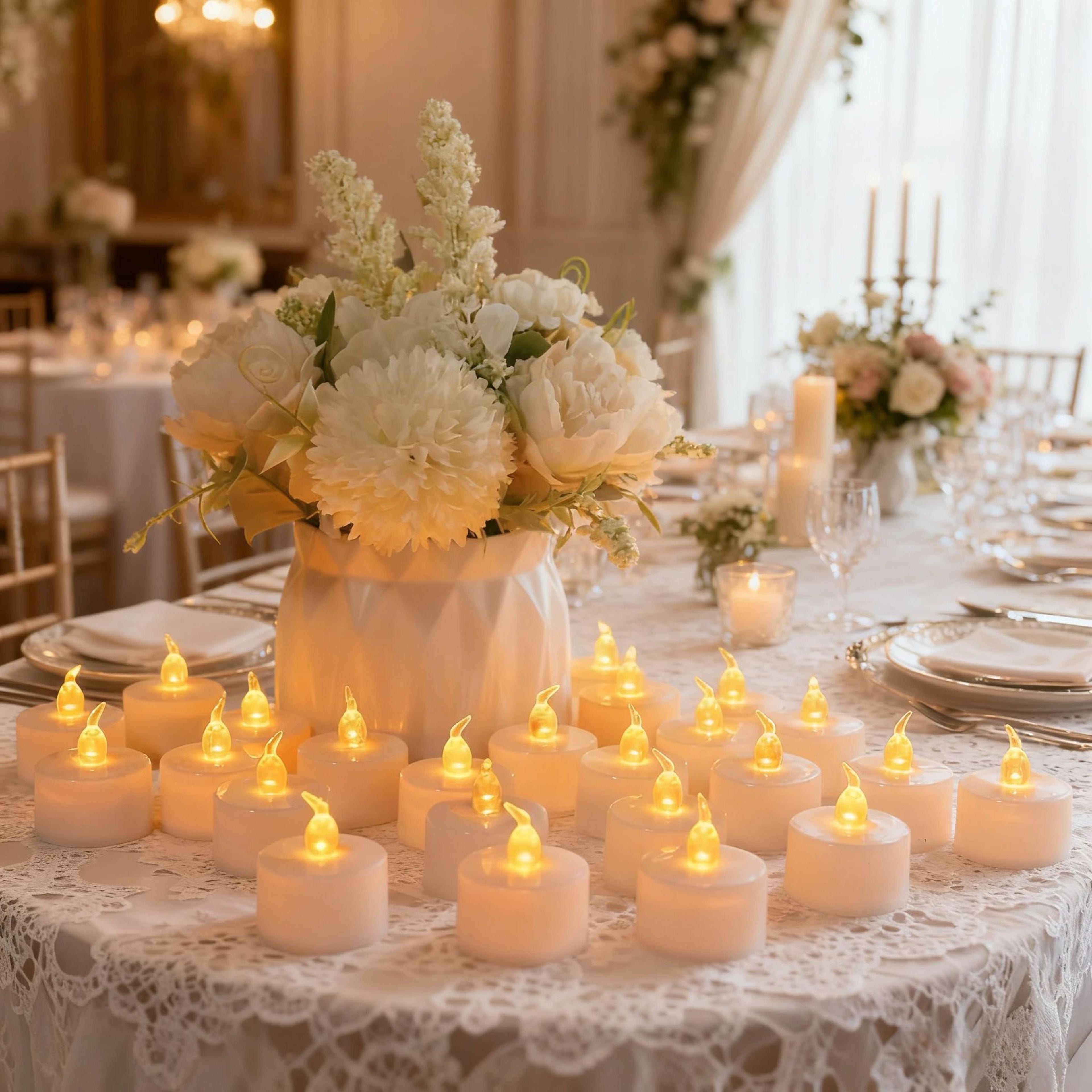LED Flameless Tea Light Candles Battery Powered Warm White  Yellow  Flickering Decorative Candles F 3