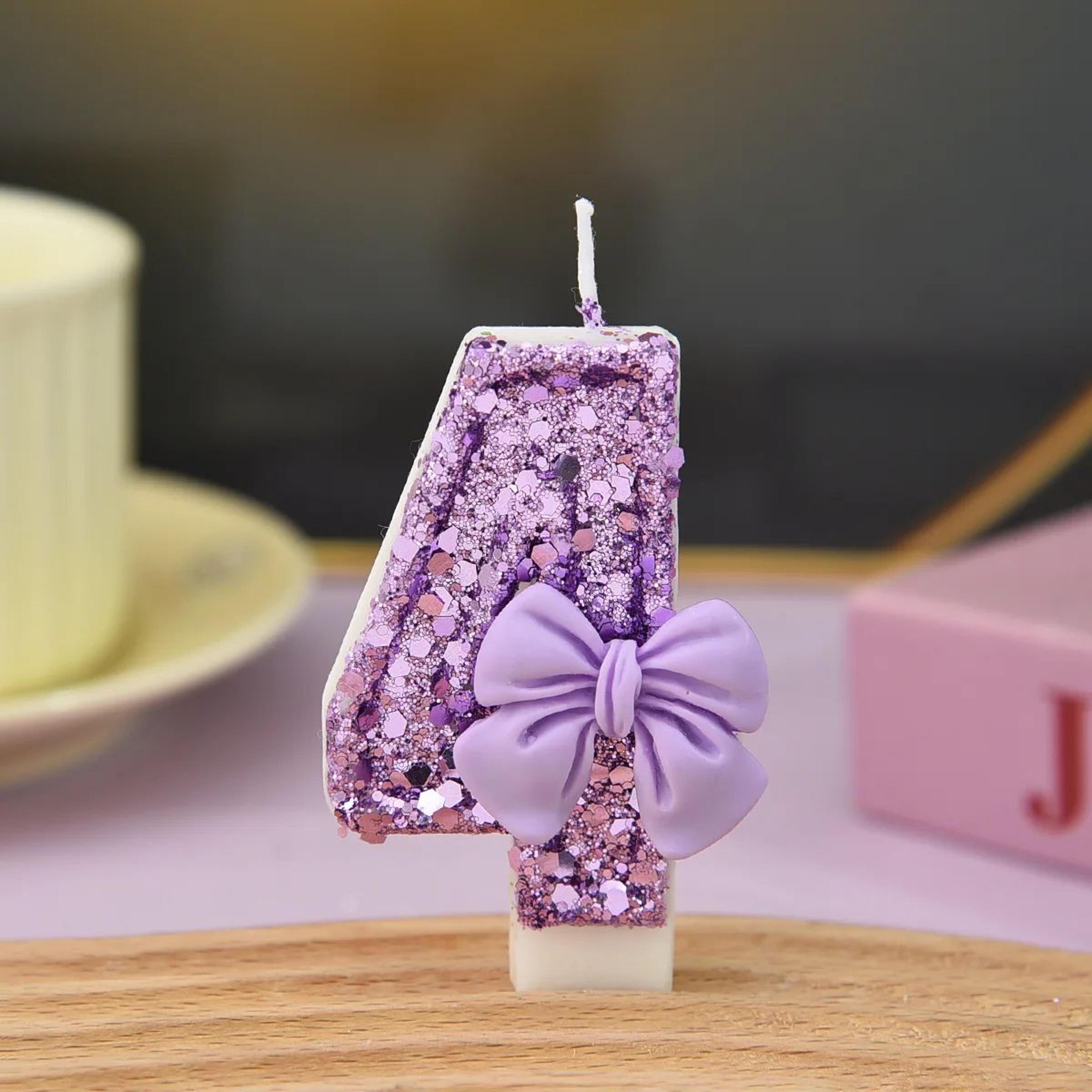 Dream Purple Bow Digital Birthday Candle  Creative Number Cake Candle For Birthday Party Decoration 10