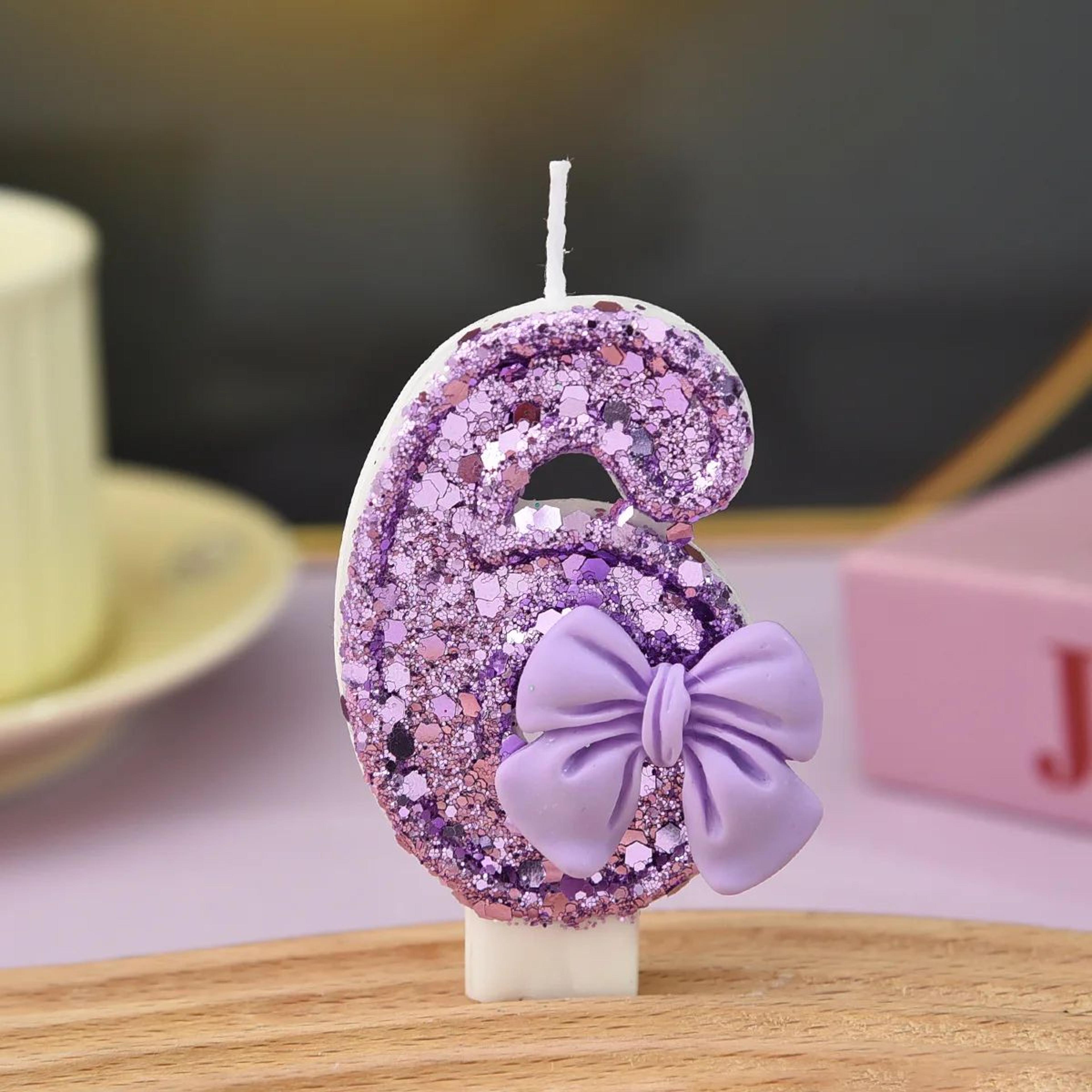 Dream Purple Bow Digital Birthday Candle  Creative Number Cake Candle For Birthday Party Decoration 12