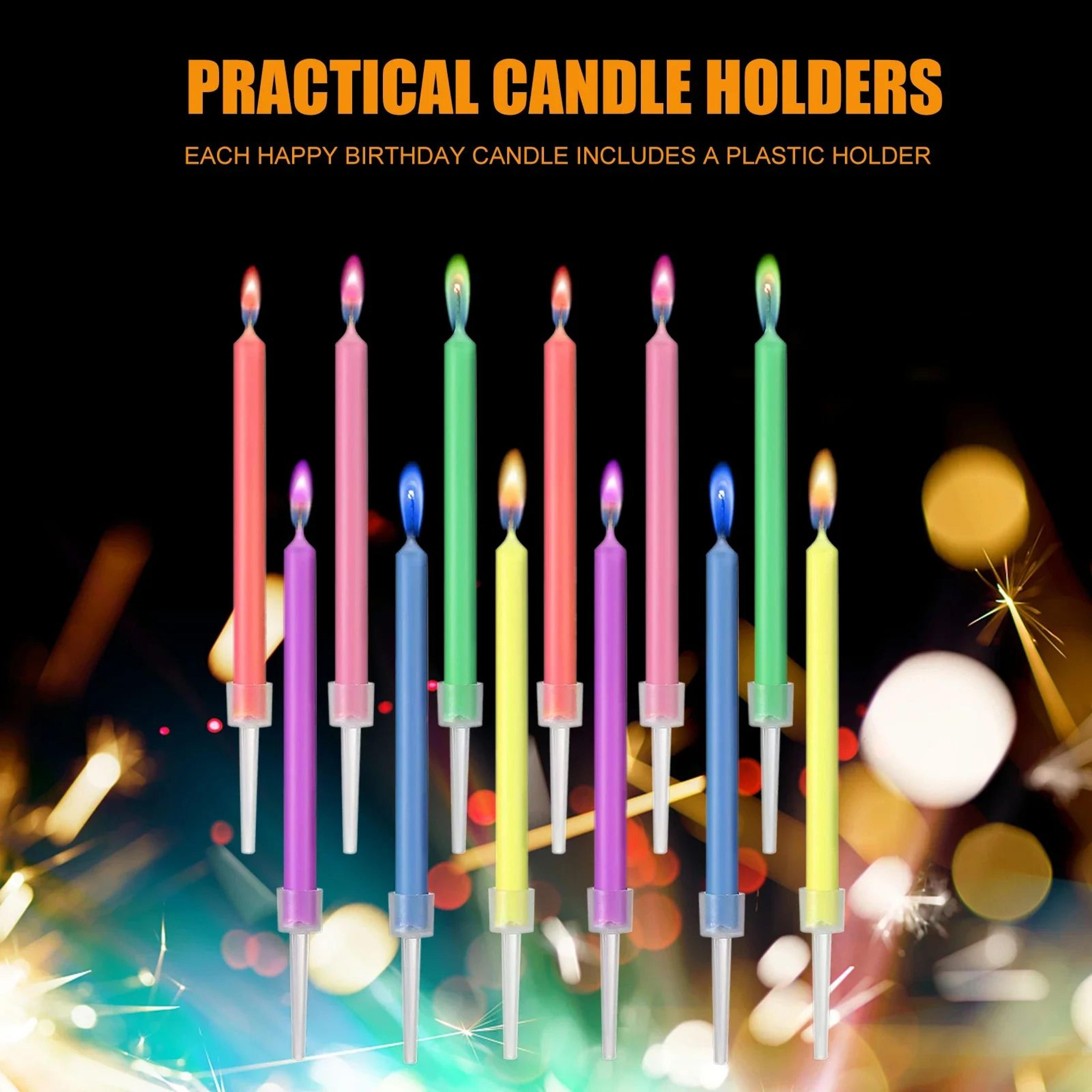 Color Flame Birthday Candles  Super Bright Paraffin Cake Candles For Birthday  Christmas Parties 2