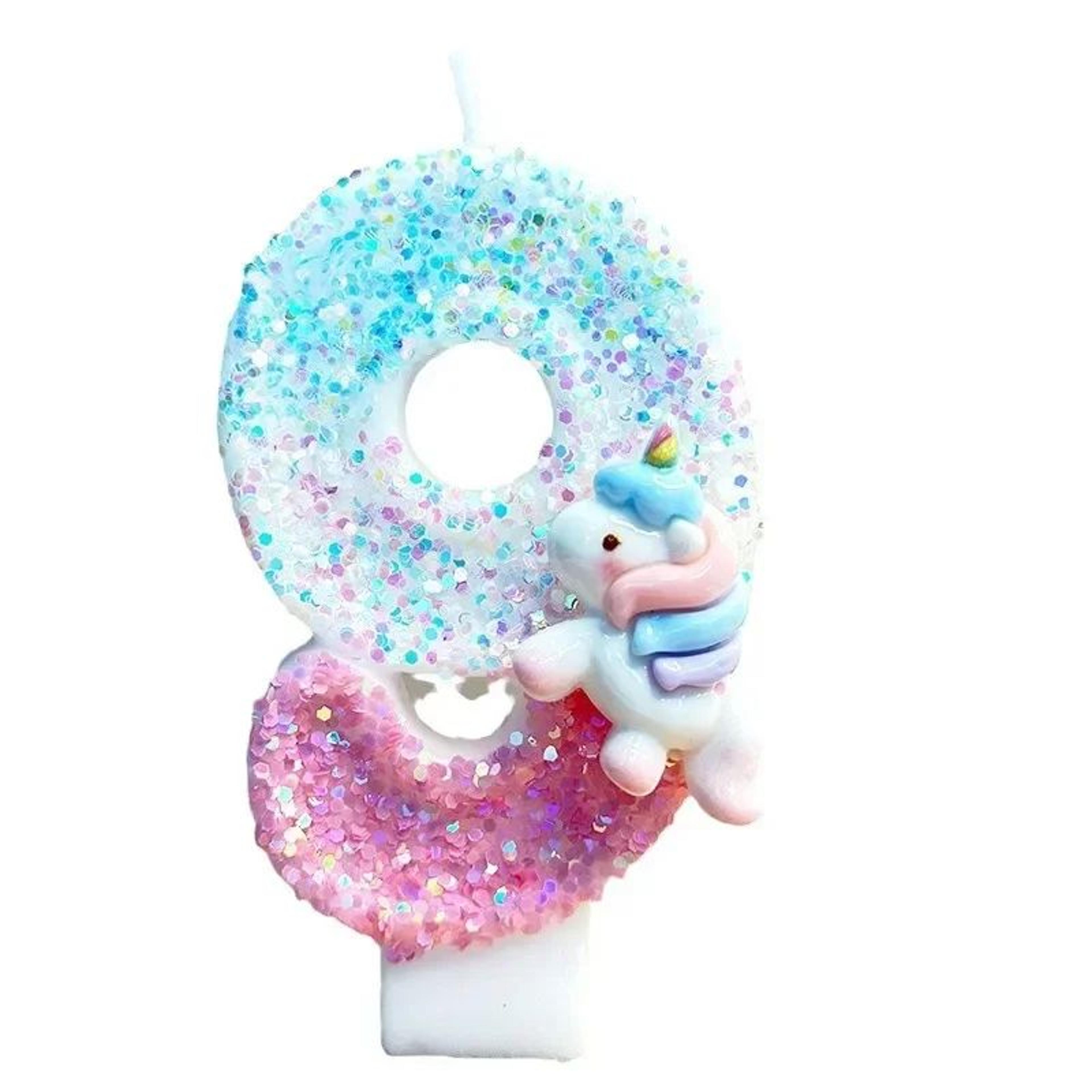 Unicorn Number Birthday Cake Candles 09  Pink Blue Cartoon Cake Topper Candle For Birthday Party De 5