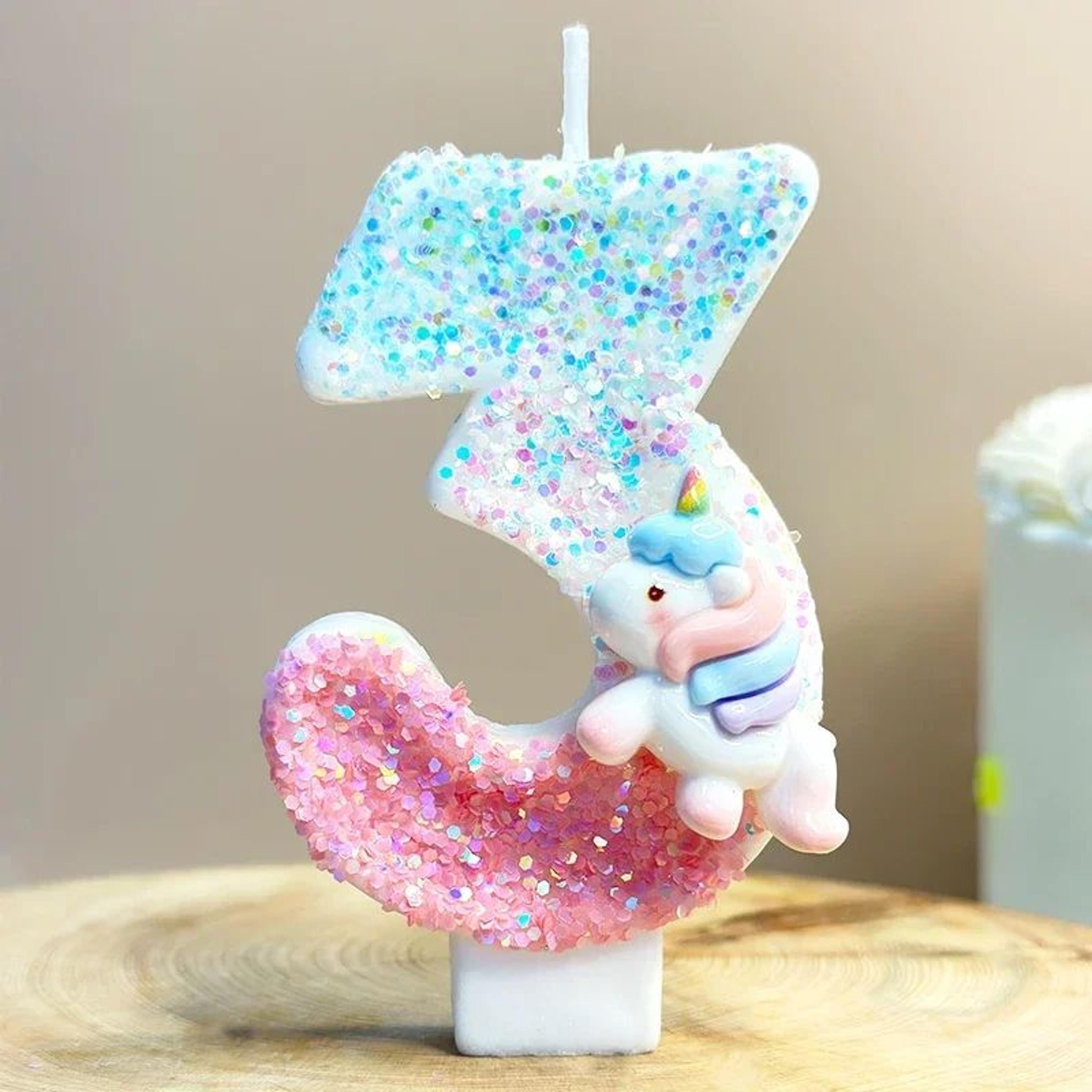 Unicorn Number Birthday Cake Candles 09  Pink Blue Cartoon Cake Topper Candle For Birthday Party De 9