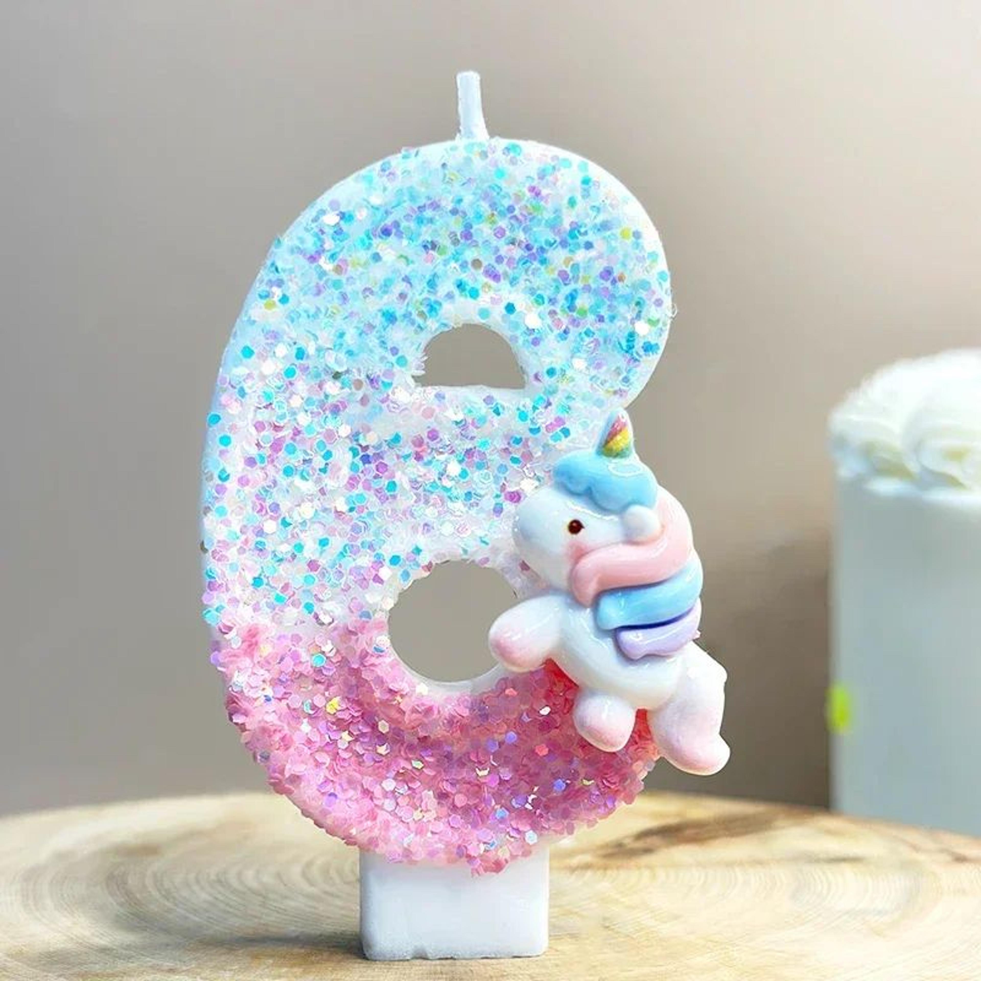Unicorn Number Birthday Cake Candles 09  Pink Blue Cartoon Cake Topper Candle For Birthday Party De 12
