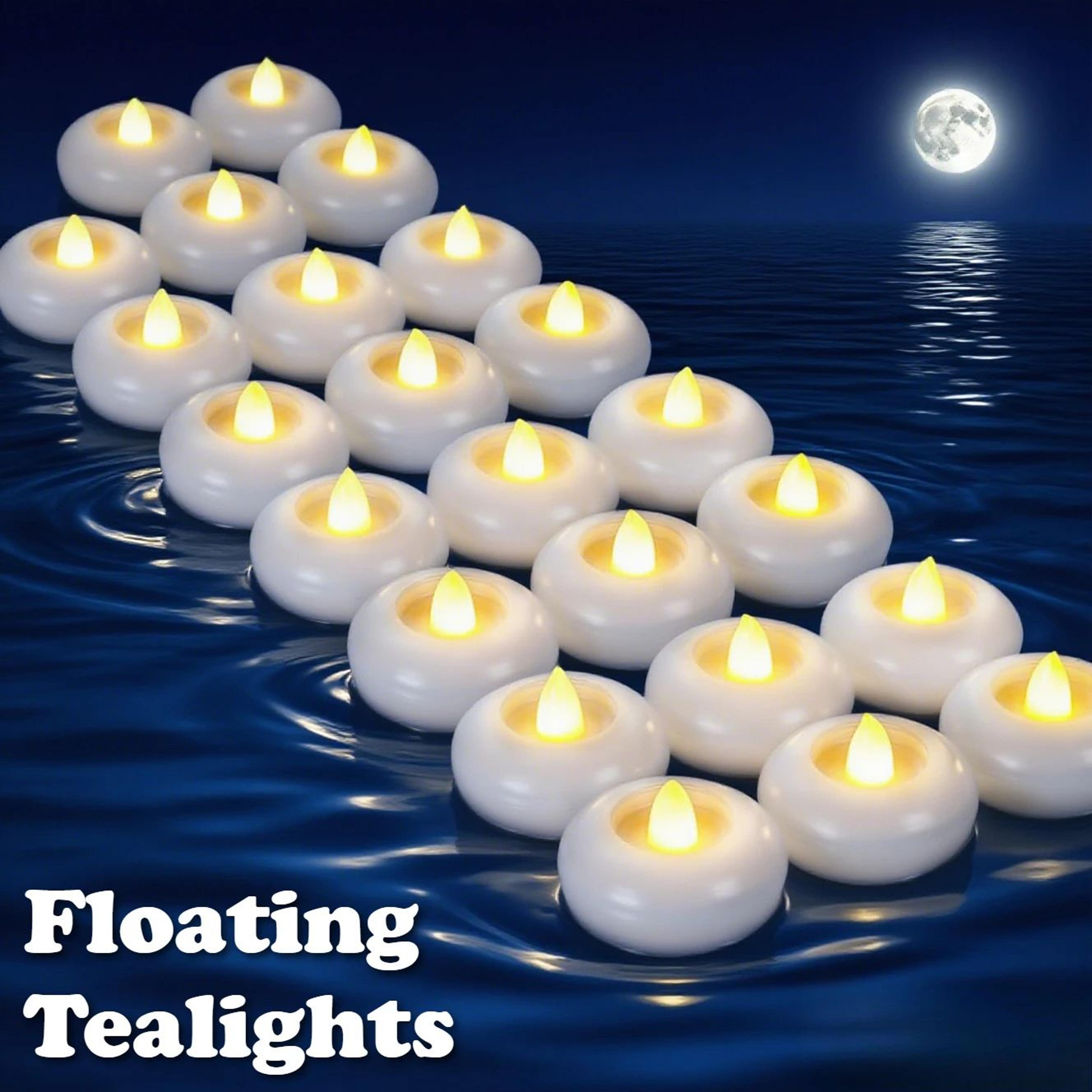 Waterproof Floating LED Tea Light Candles With Flickering Flame  Battery Operated Flameless Candles 0