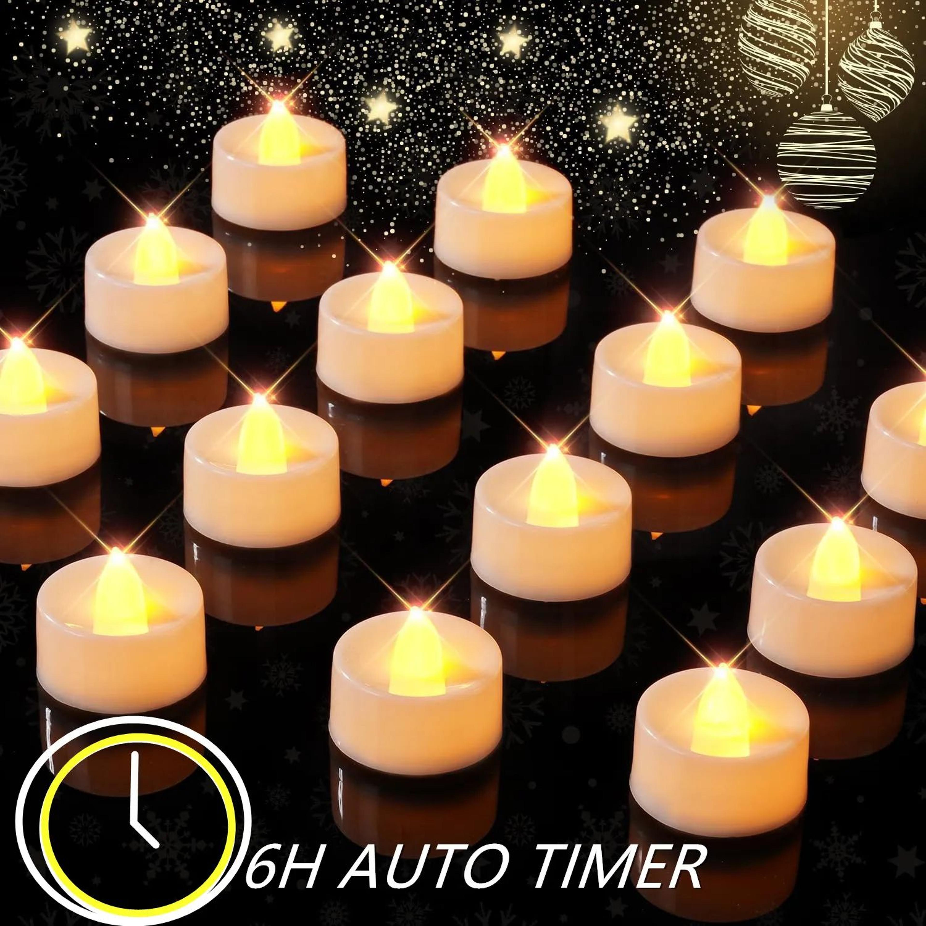 Flameless LED Tea Light Candles With 6Hour Timer Battery Operated Flickering Candles For Home Weddi 0